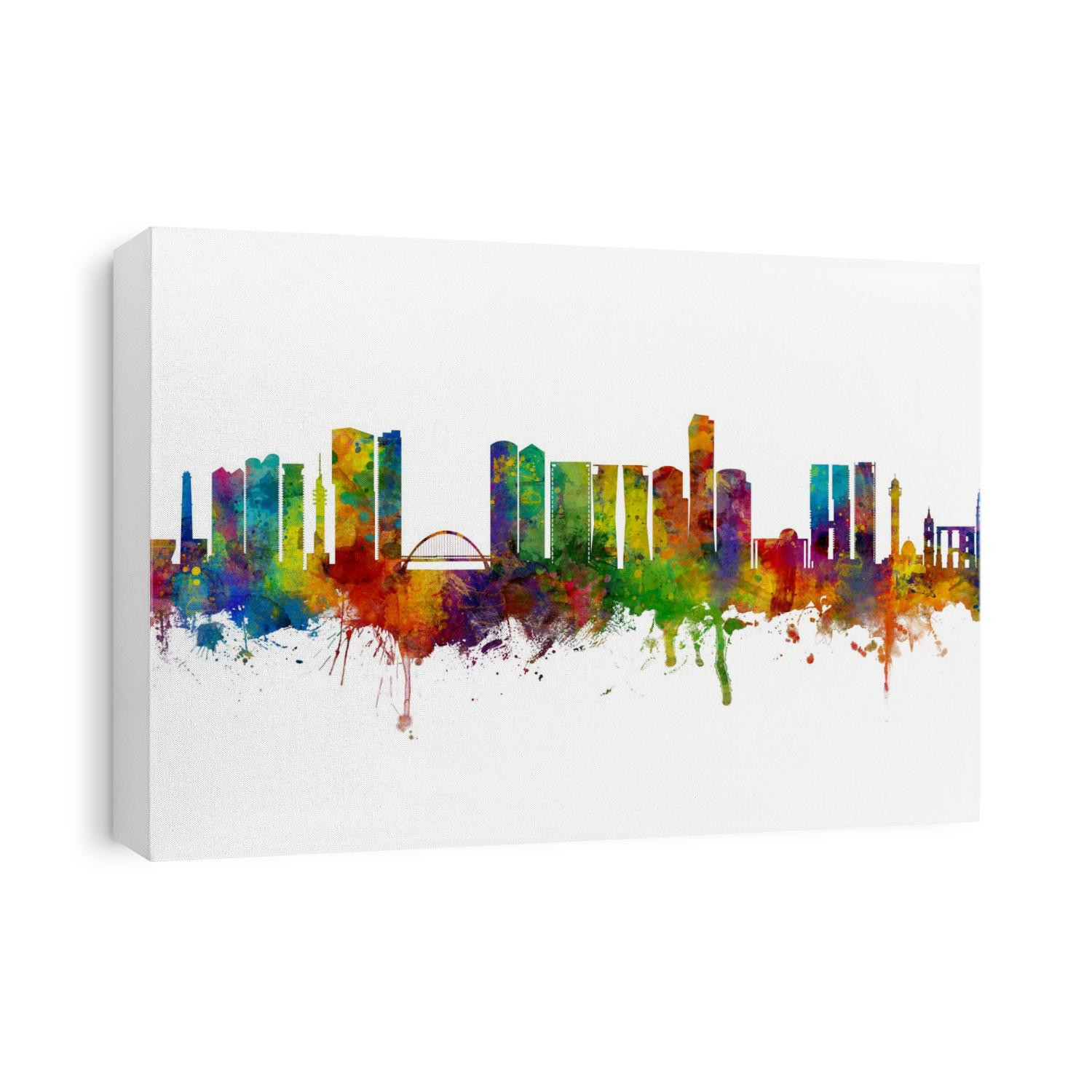 Watercolor art print of the skyline of Tel Aviv, Israel