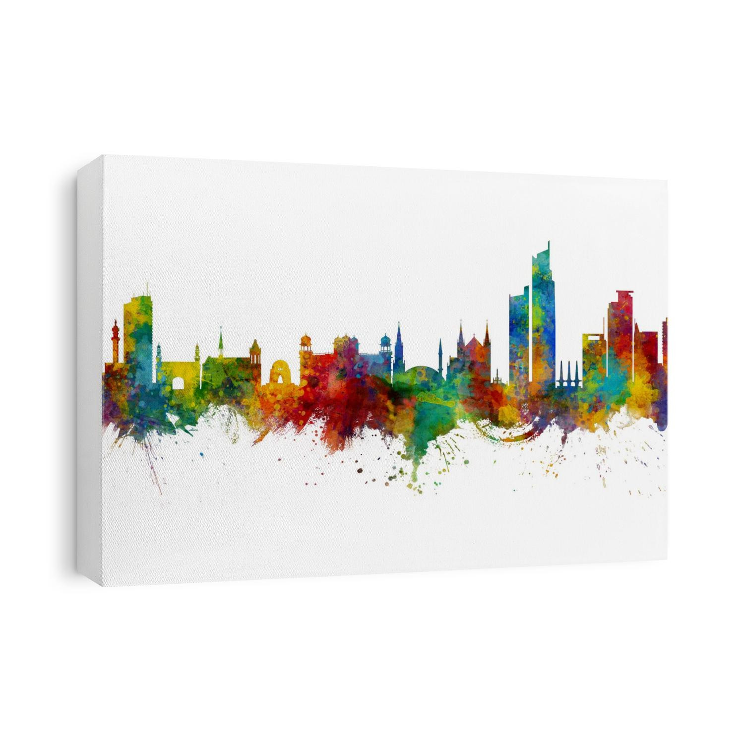 Watercolor art print of the skyline of Karachi, Pakistan