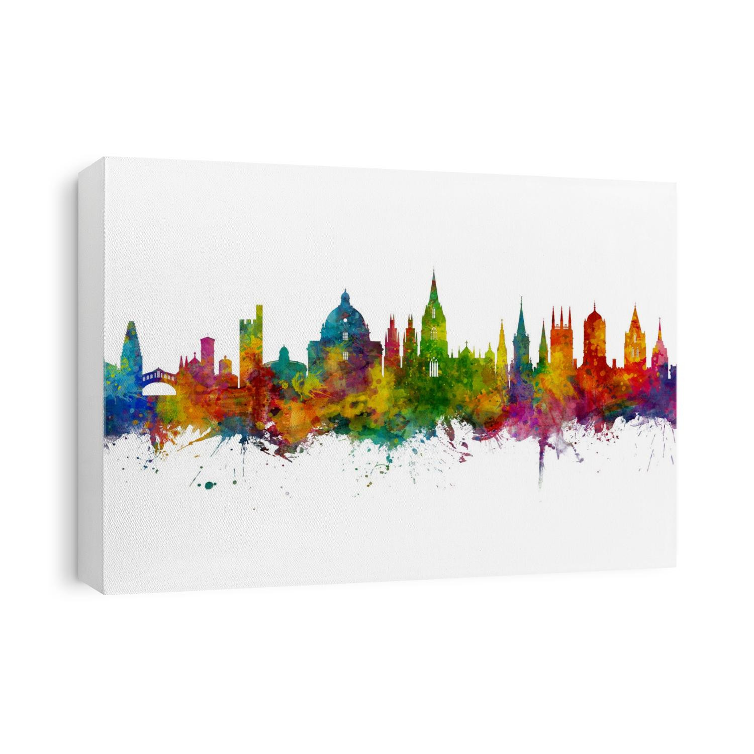 Watercolor art print of the skyline of Oxford, England, United Kingdom