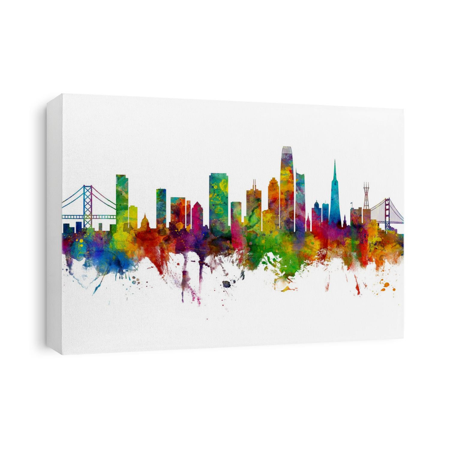Watercolor art print of the skyline of San Francisco, California, United States