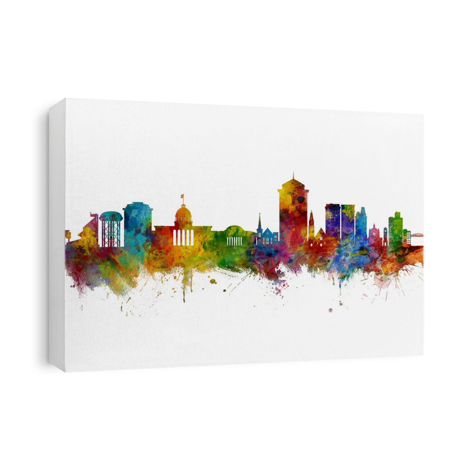 Watercolor art print of the skyline of Montgomery, Alabama, United States