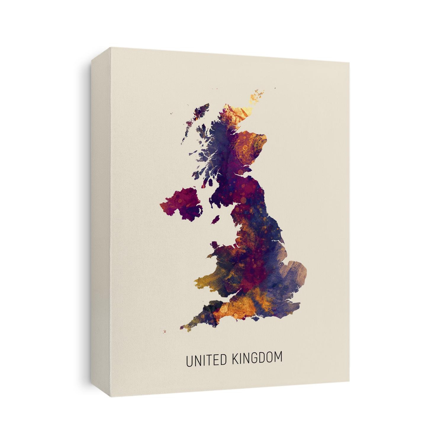 A watercolor map of United Kingdom