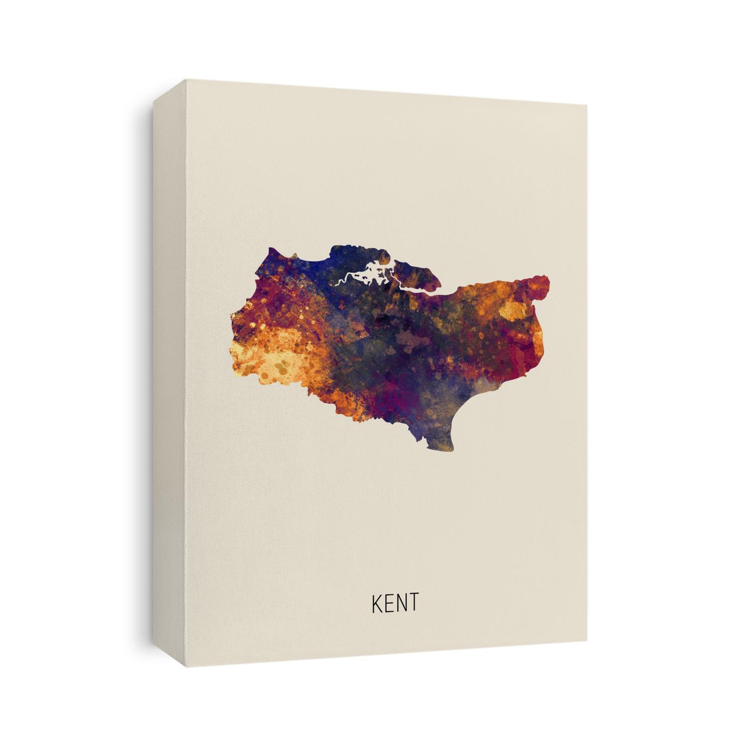 A watercolor map of Kent