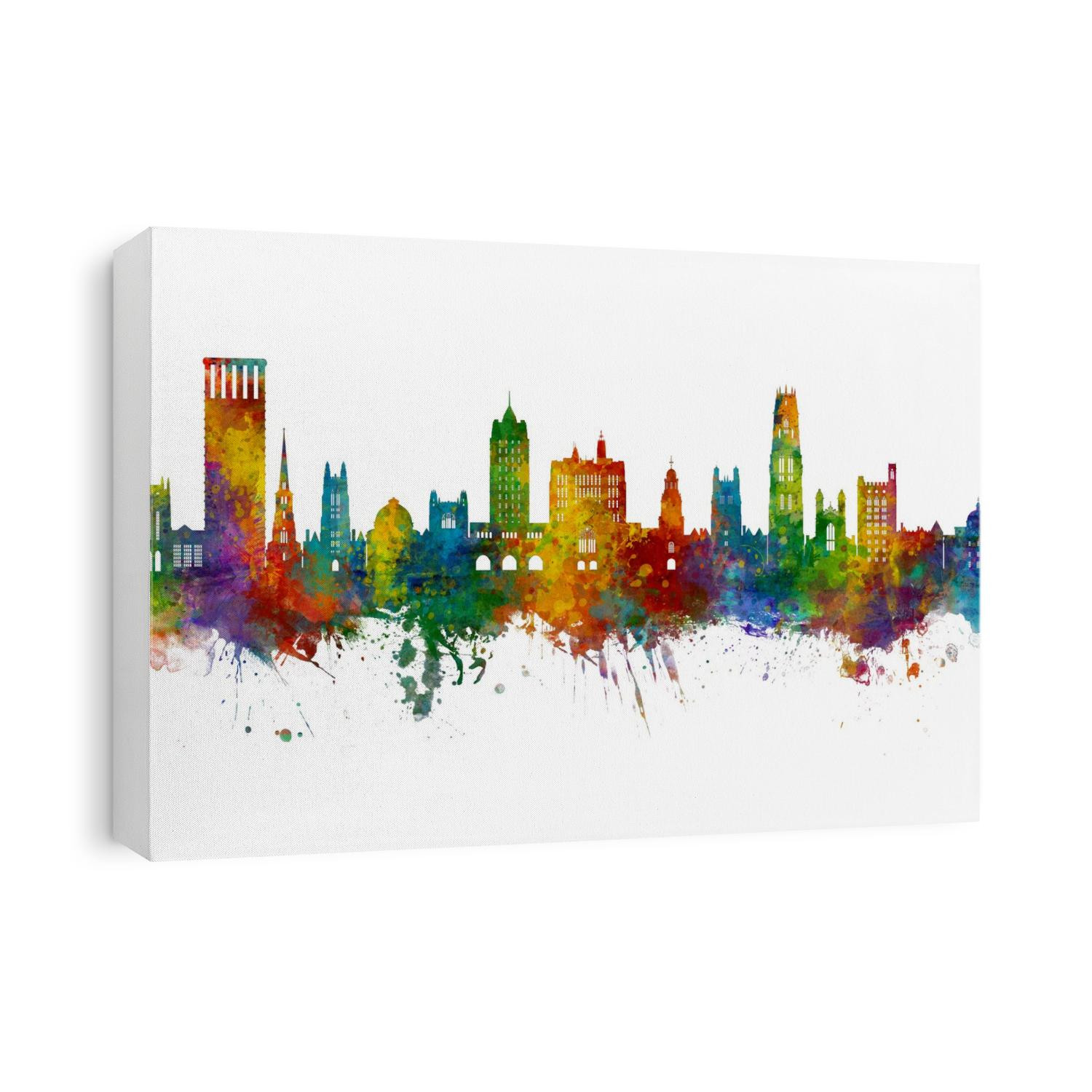 Watercolor art print of the skyline of New Haven, Connecticut York