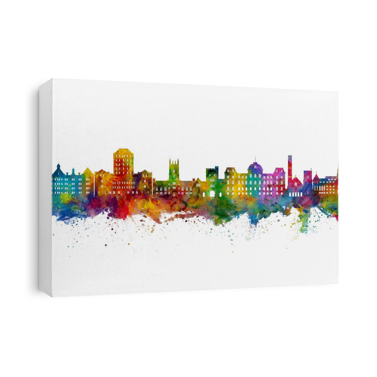 Watercolor art print of the skyline of Poughkeepsie, New York