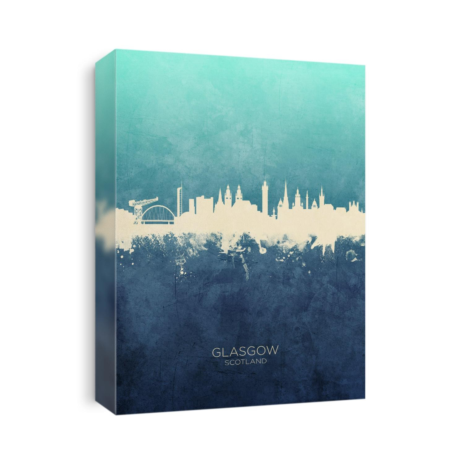 Watercolor art print of the skyline of Glasgow, Scotland, United Kingdom