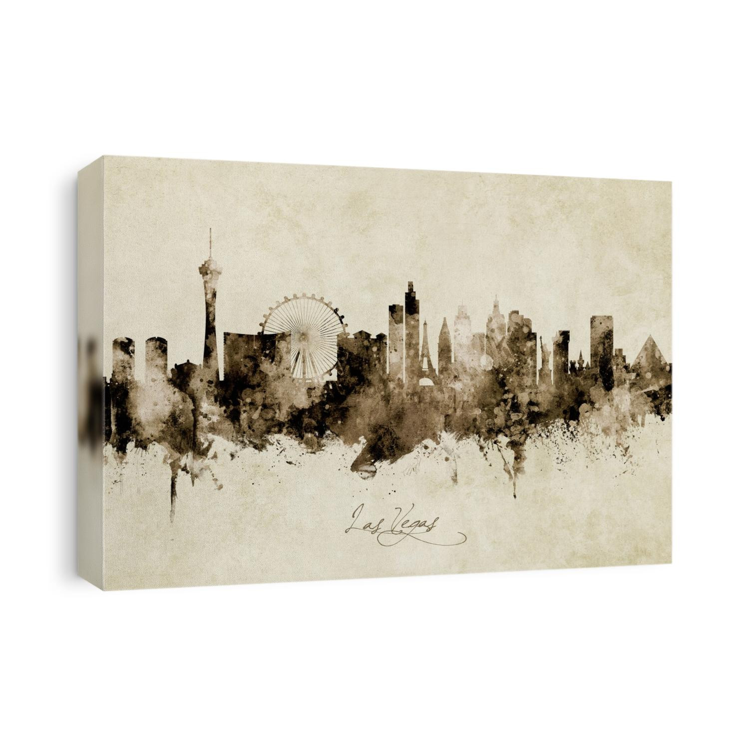 Watercolor art print of the skyline of Las Vegas, Nevada, United States