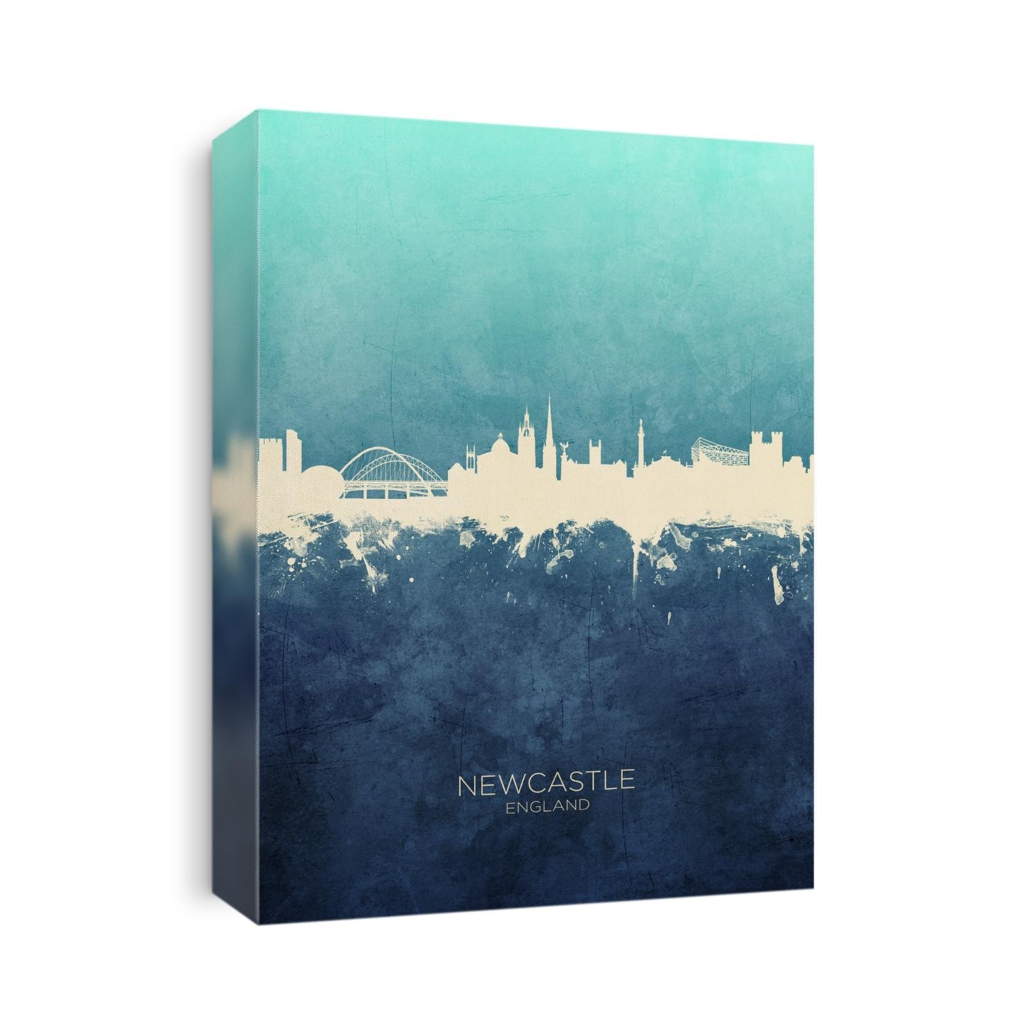 Watercolor art print of the skyline of Newcastle, England, United Kingdom