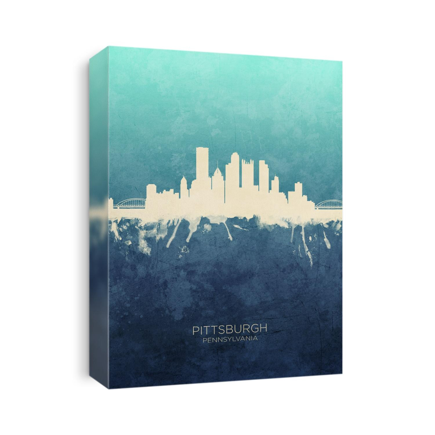 Watercolor art print of the skyline of Pittsburgh, Pennsylvania, United States
