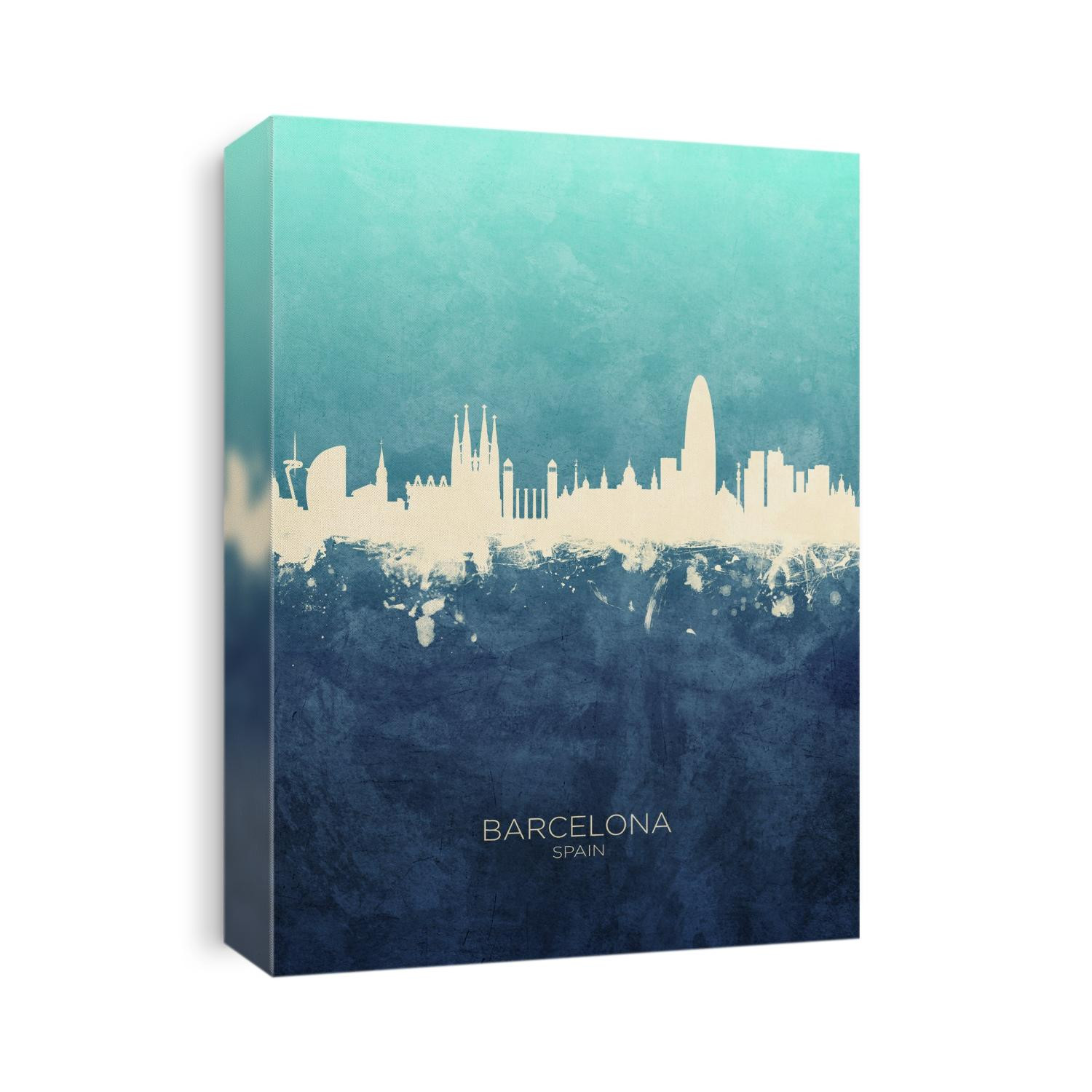 Watercolor art print of the skyline of Barcelona, Spain