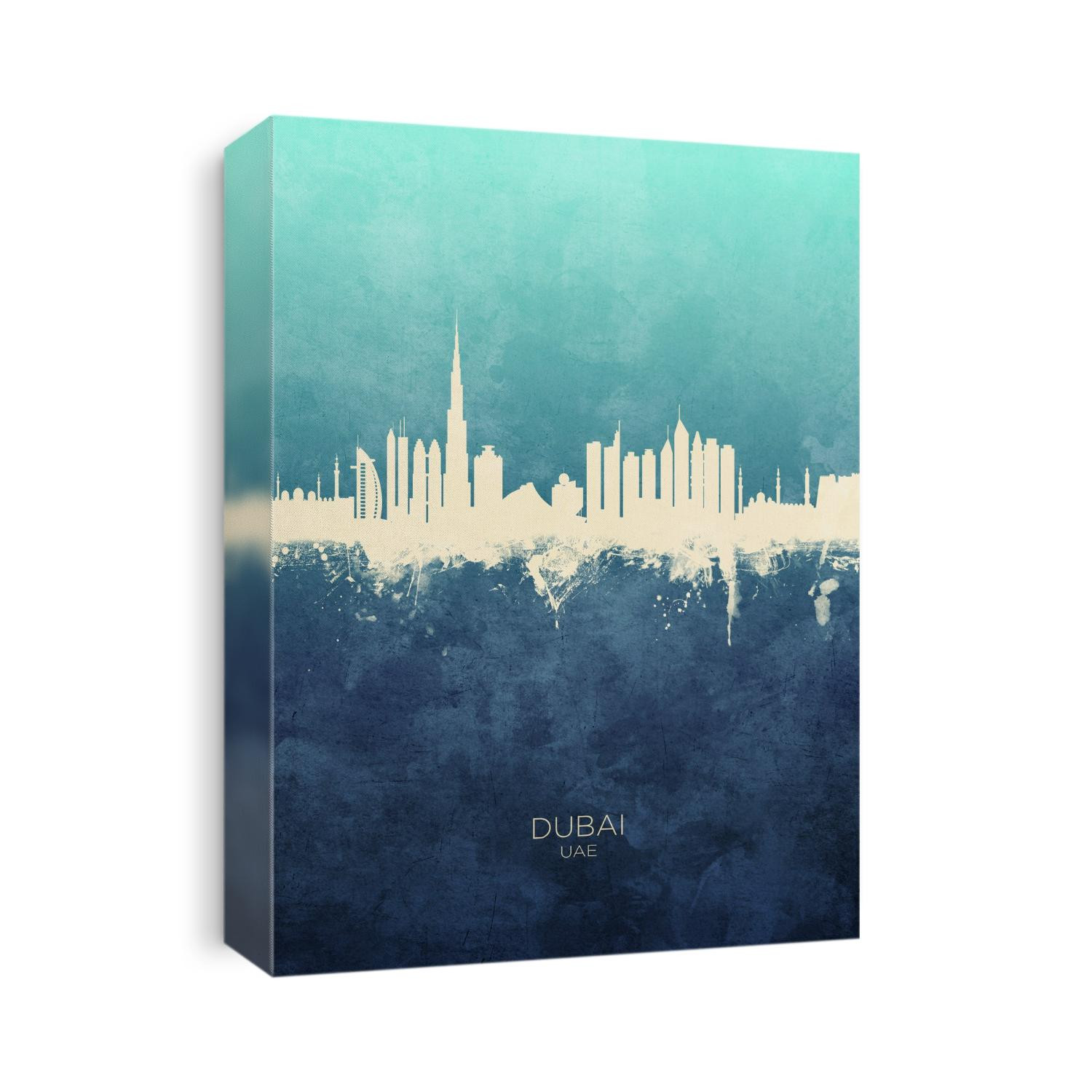 Watercolor art print of the skyline of Dubai, UAE