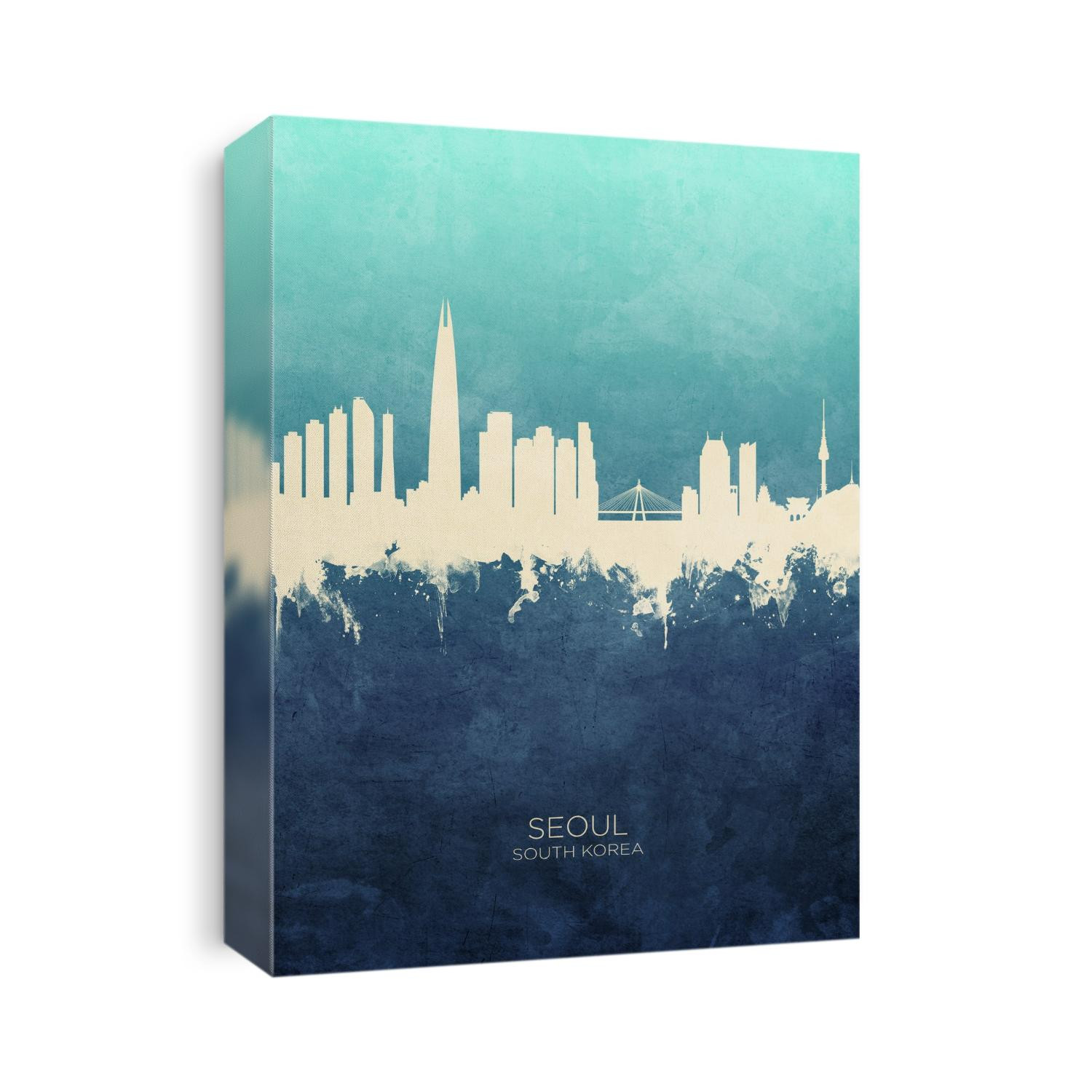 Watercolor art print of the skyline of Seoul, South Korea