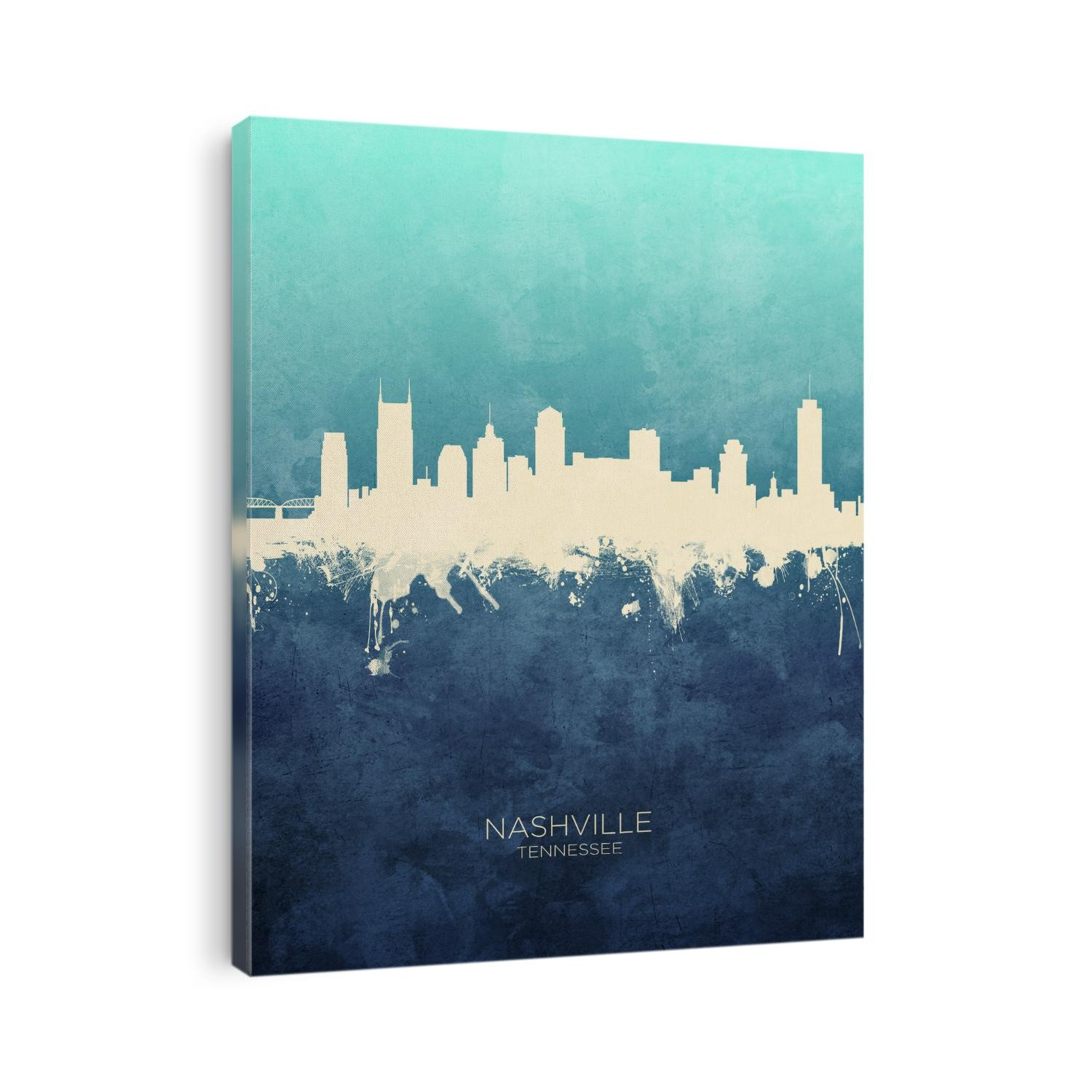 Watercolor art print of the skyline of Nashville, Tennessee, United States