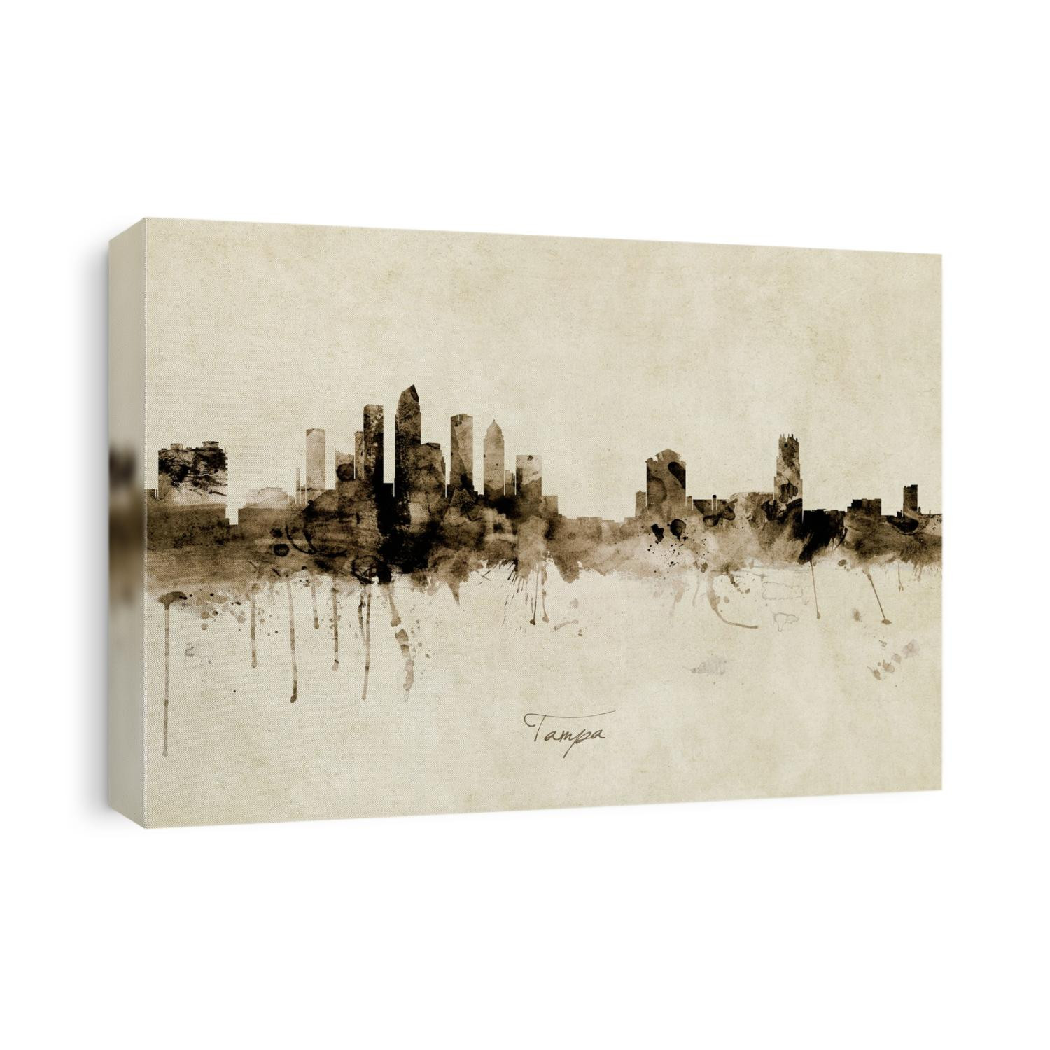 Watercolor art print of the skyline of Tampa, Florida, United States