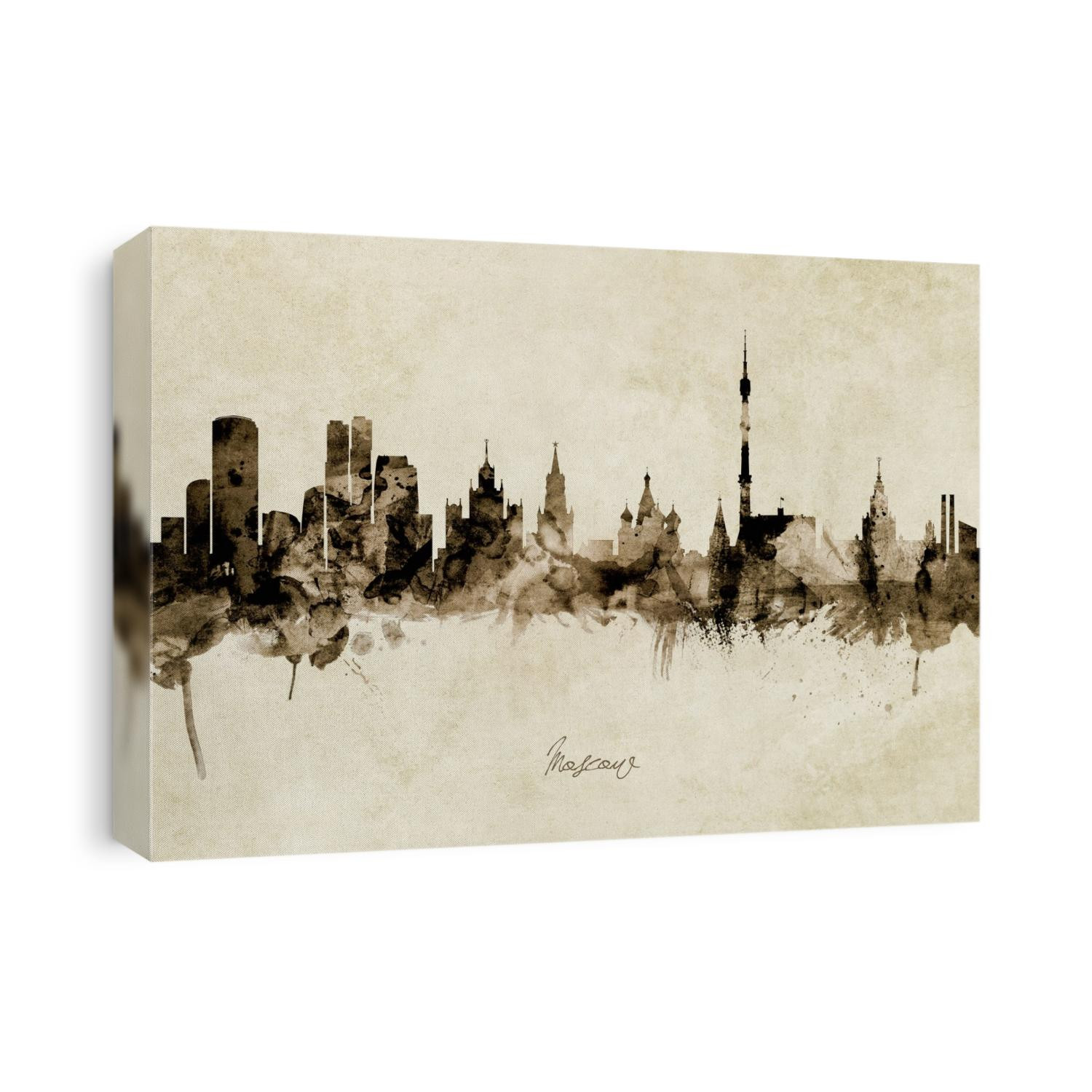 Watercolor art print of the skyline of Moscow, Russia