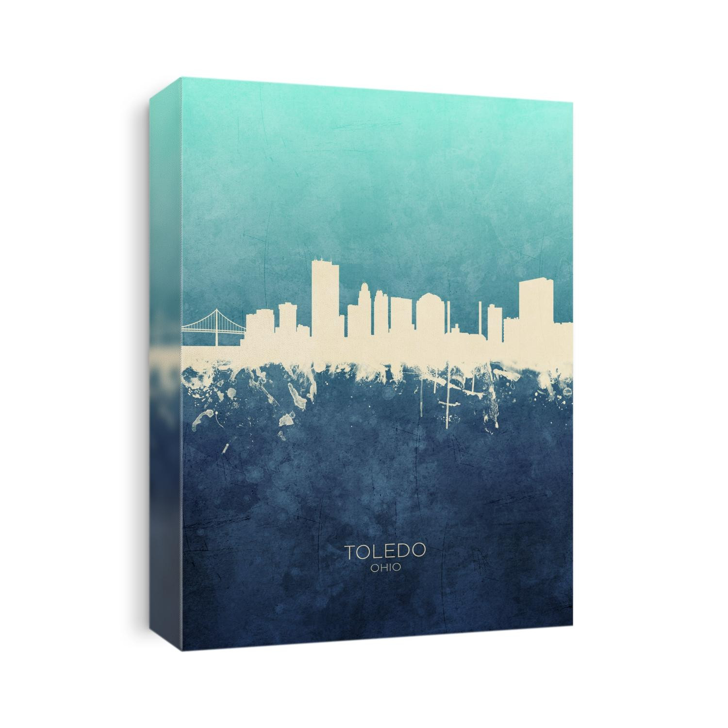 Watercolor art print of the skyline of Toledo, Ohio, United States
