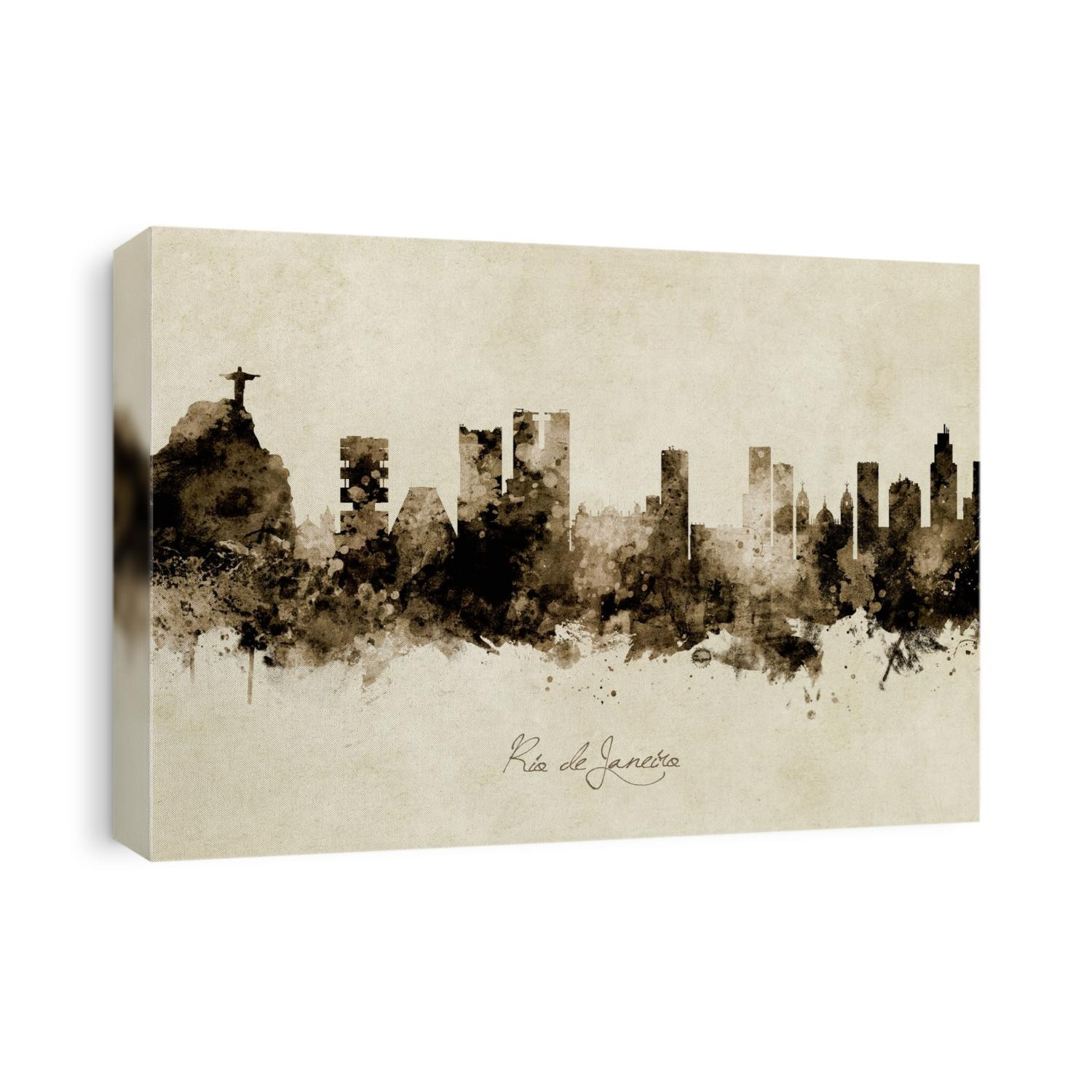 Watercolor art print of the skyline of Rio de Janeiro, Brazil