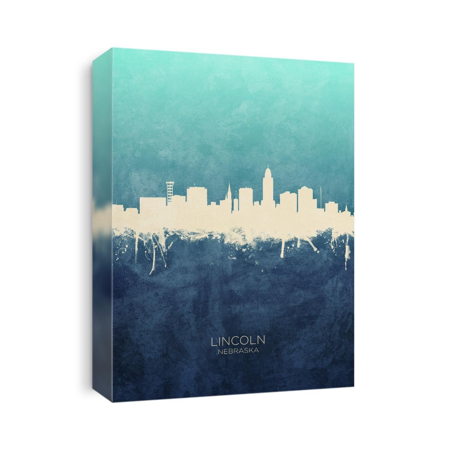 Watercolor art print of the skyline of Lincoln, Nebraska, United States
