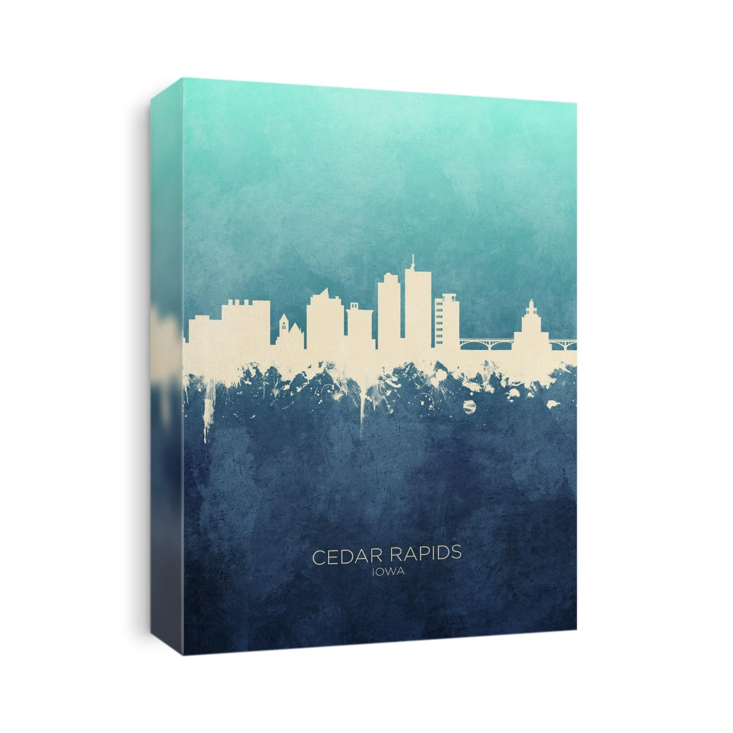 Watercolor art print of the skyline of Cedar Rapids, Iowa, United States