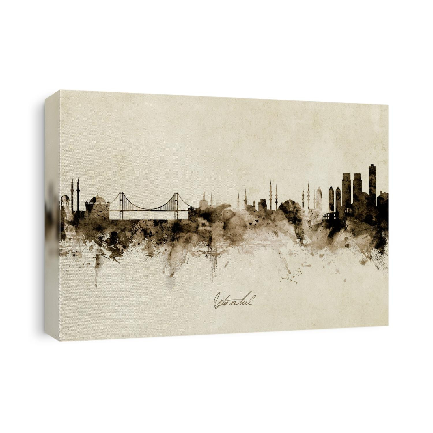 Watercolor art print of the skyline of Istanbul, Turkey
