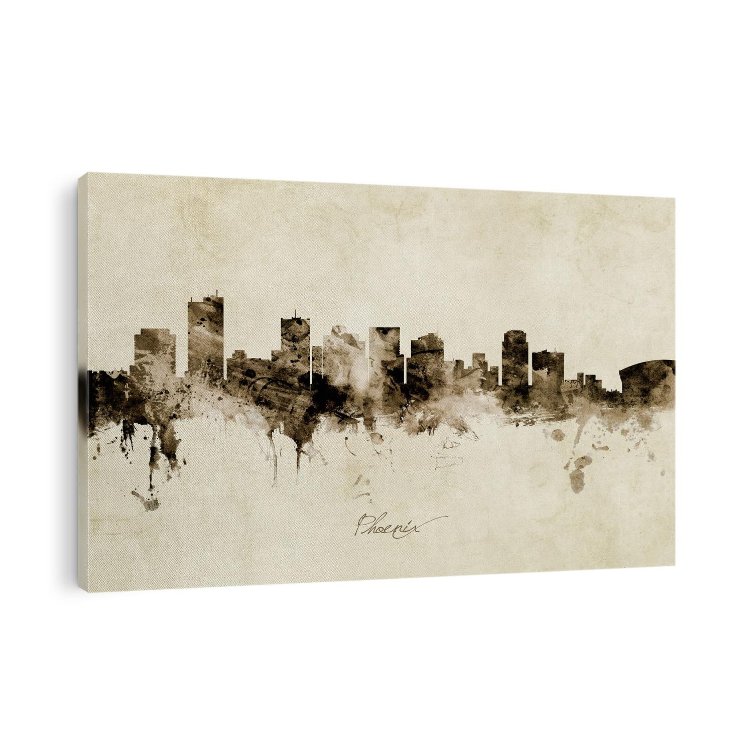 Watercolor art print of the skyline of Phoenix, Arizona, United States