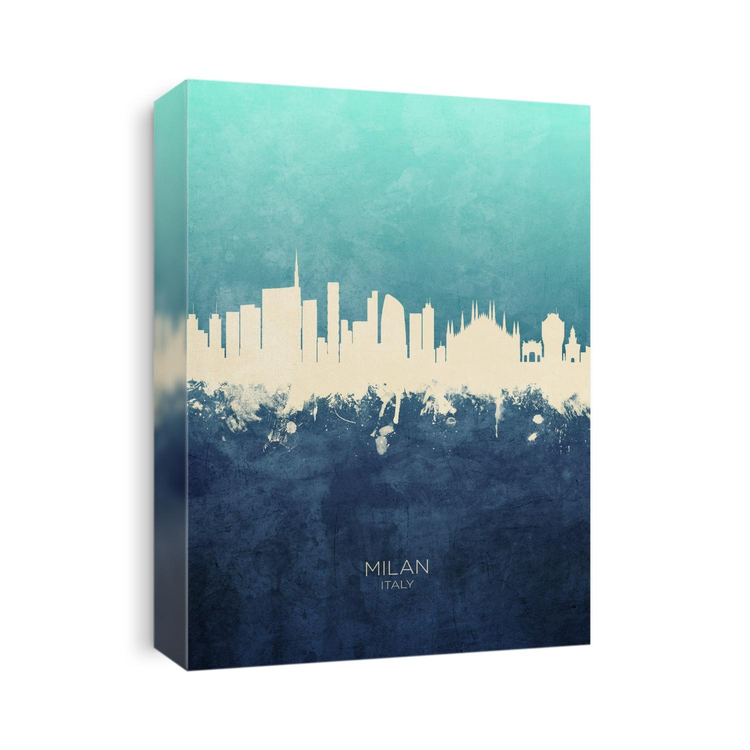 Watercolor art print of the skyline of Milan, Italy