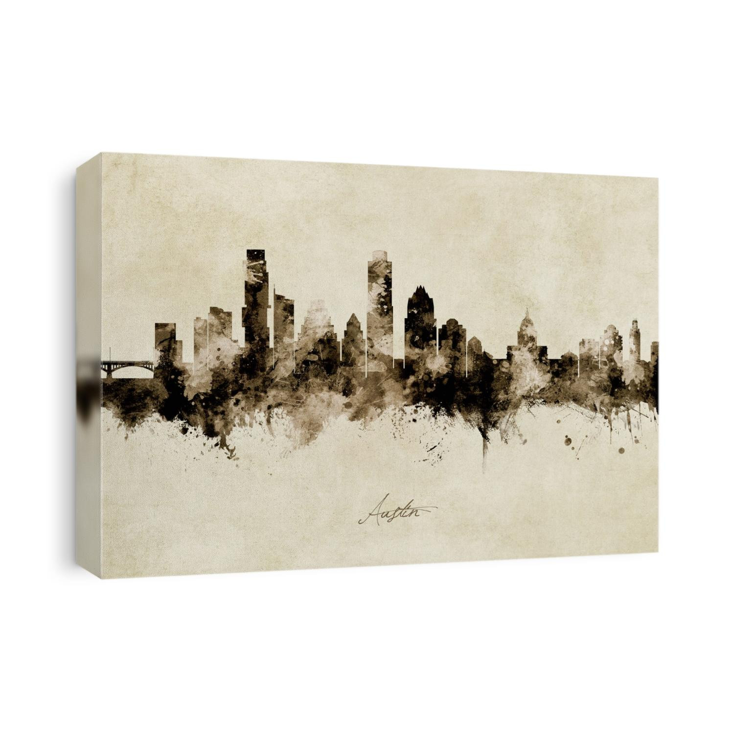 Watercolor art print of the skyline of Austin, Texas, United States