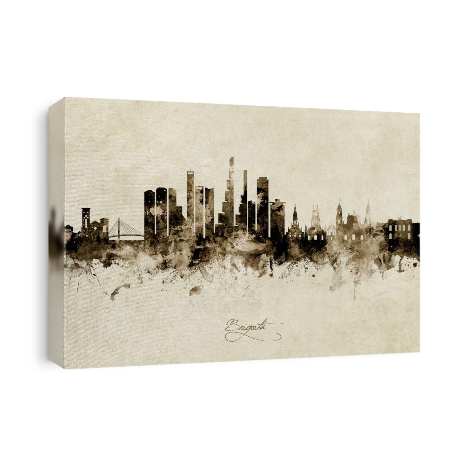 Watercolor art print of the skyline of Bogotá, Colombia