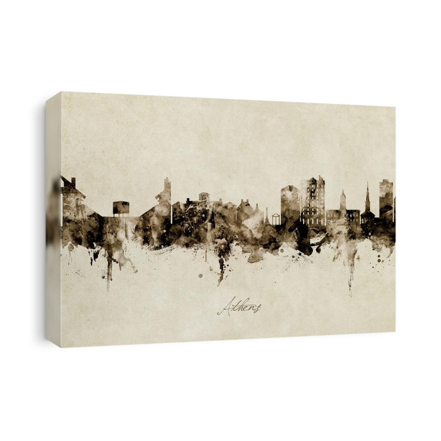 Watercolor art print of the skyline of Athens, Georgia, United States