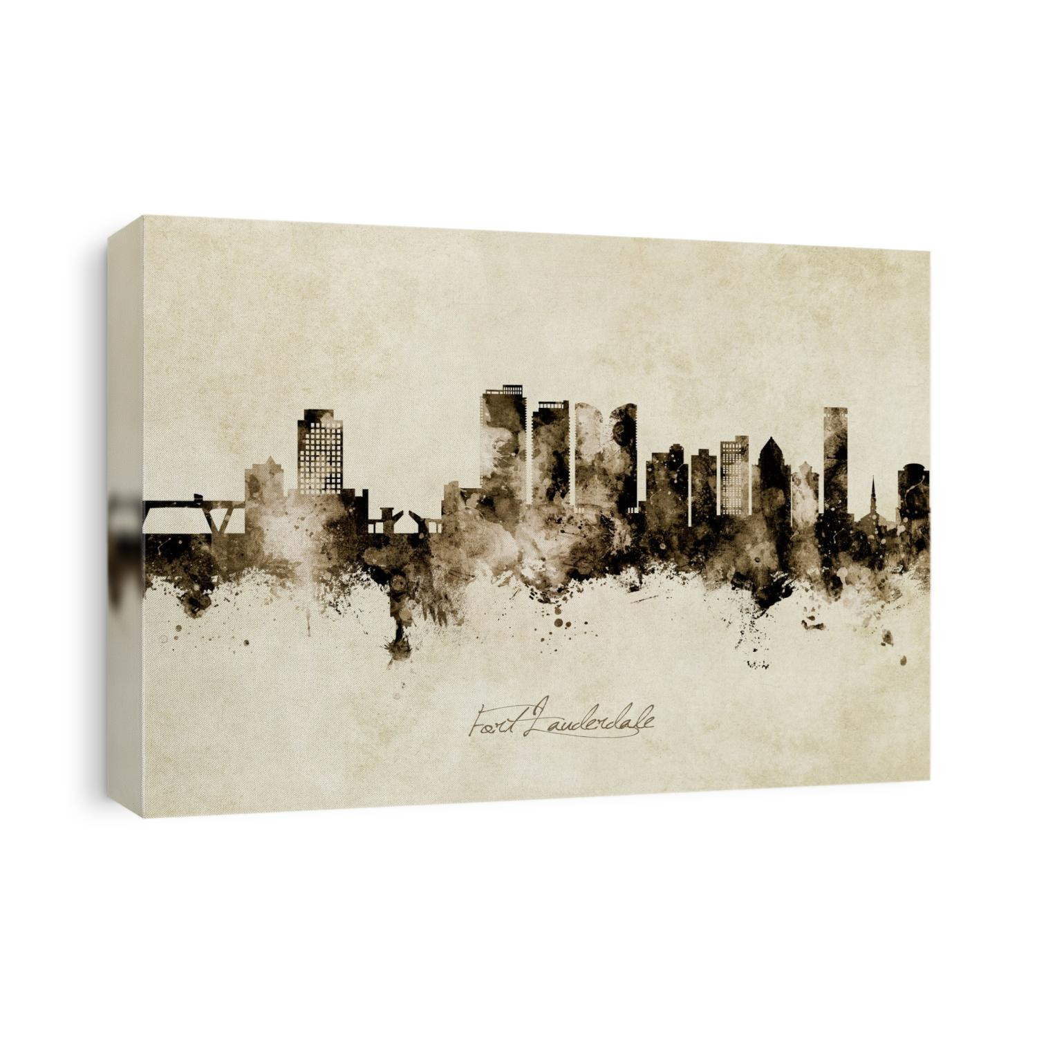 Watercolor art print of the skyline of Fort Lauderdale, Florida, United States