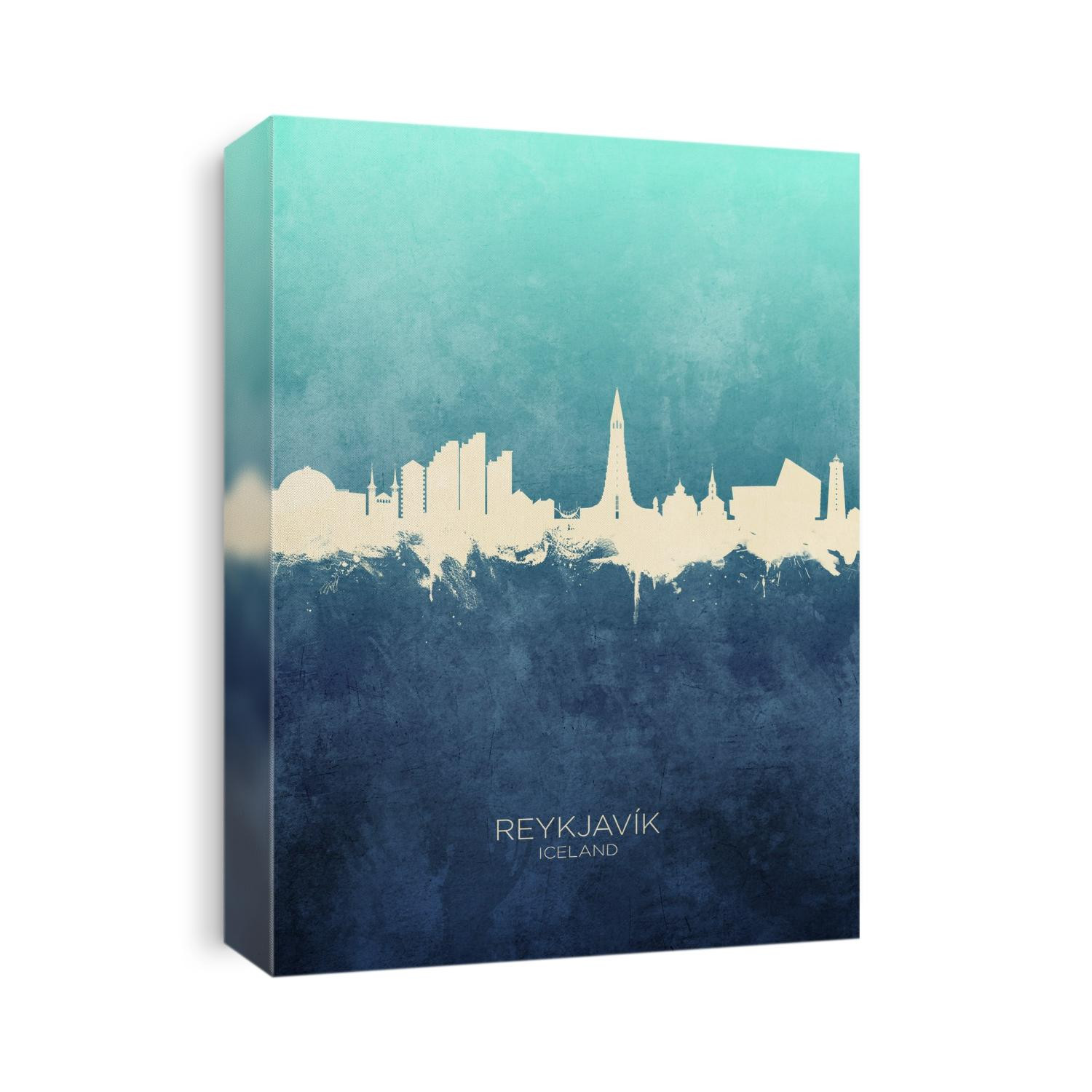 Watercolor art print of the skyline of Reykjavík, Iceland