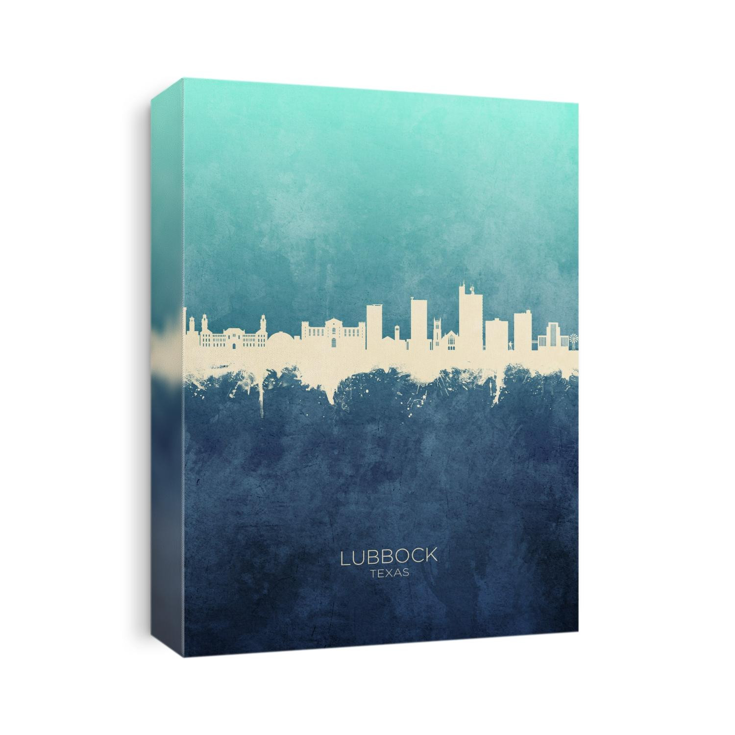 Watercolor art print of the skyline of Lubbock, Texas