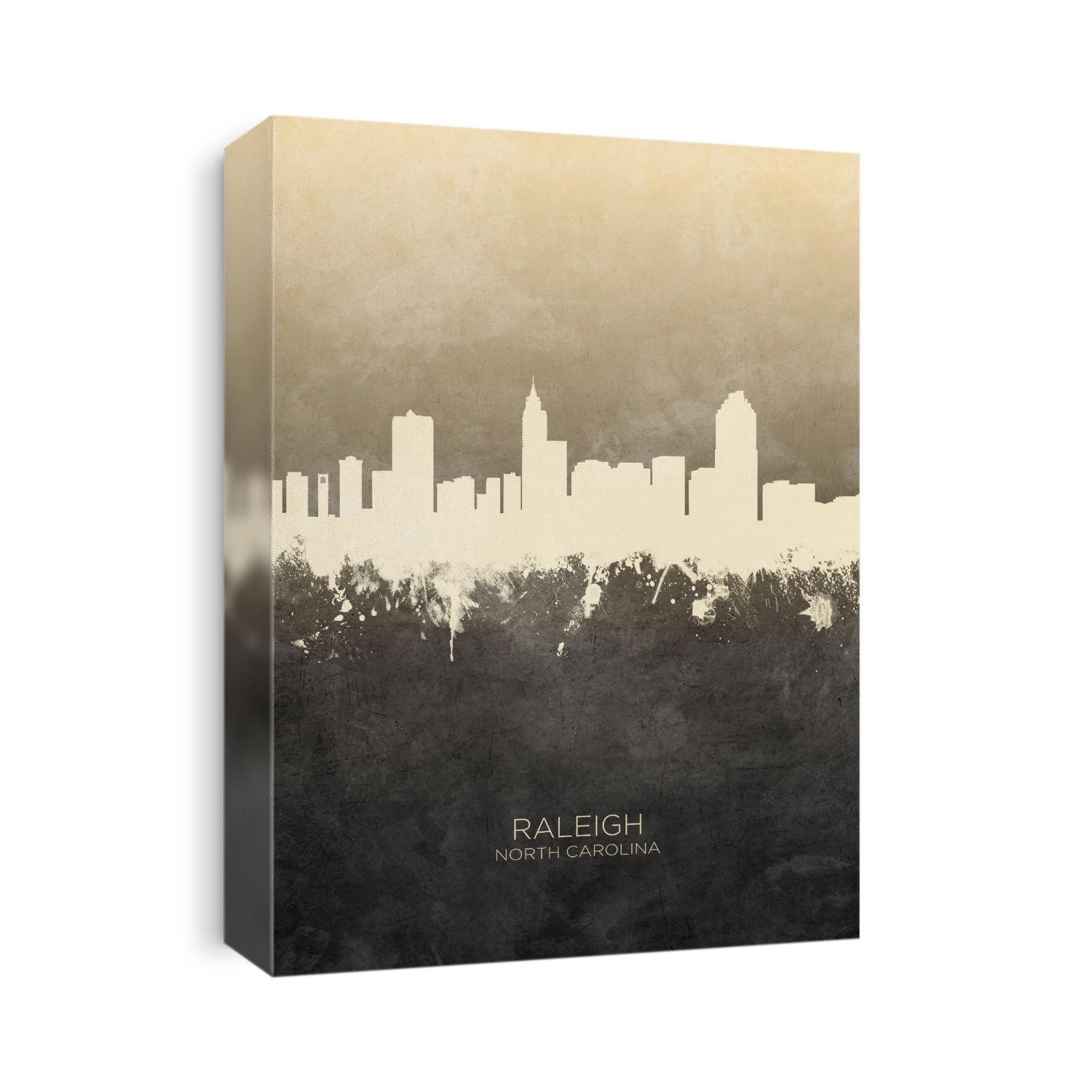 Watercolor art print of the skyline of Raleigh, North Carolina, United States