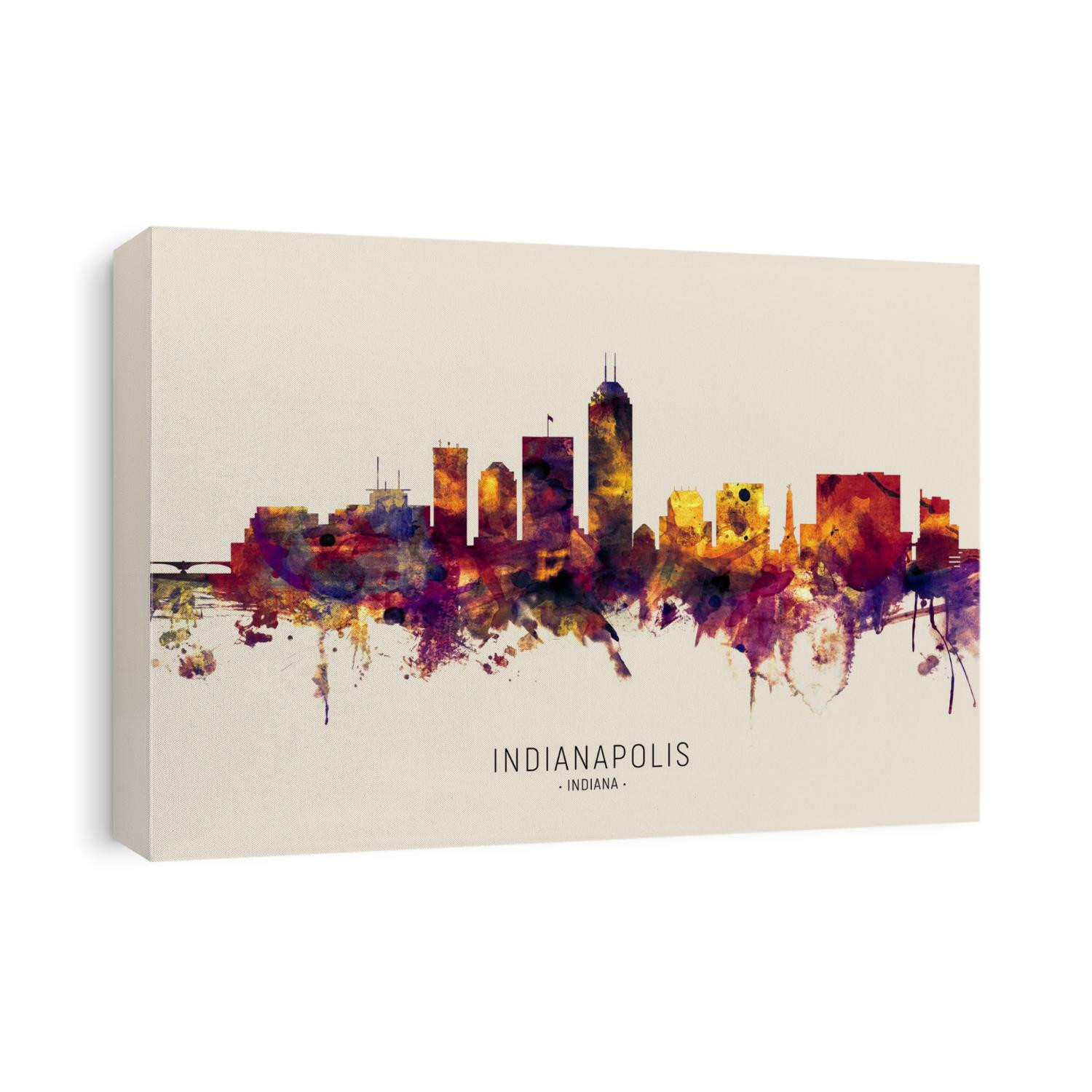 Watercolor art print of the skyline of Indianapolis, Indiana, United States