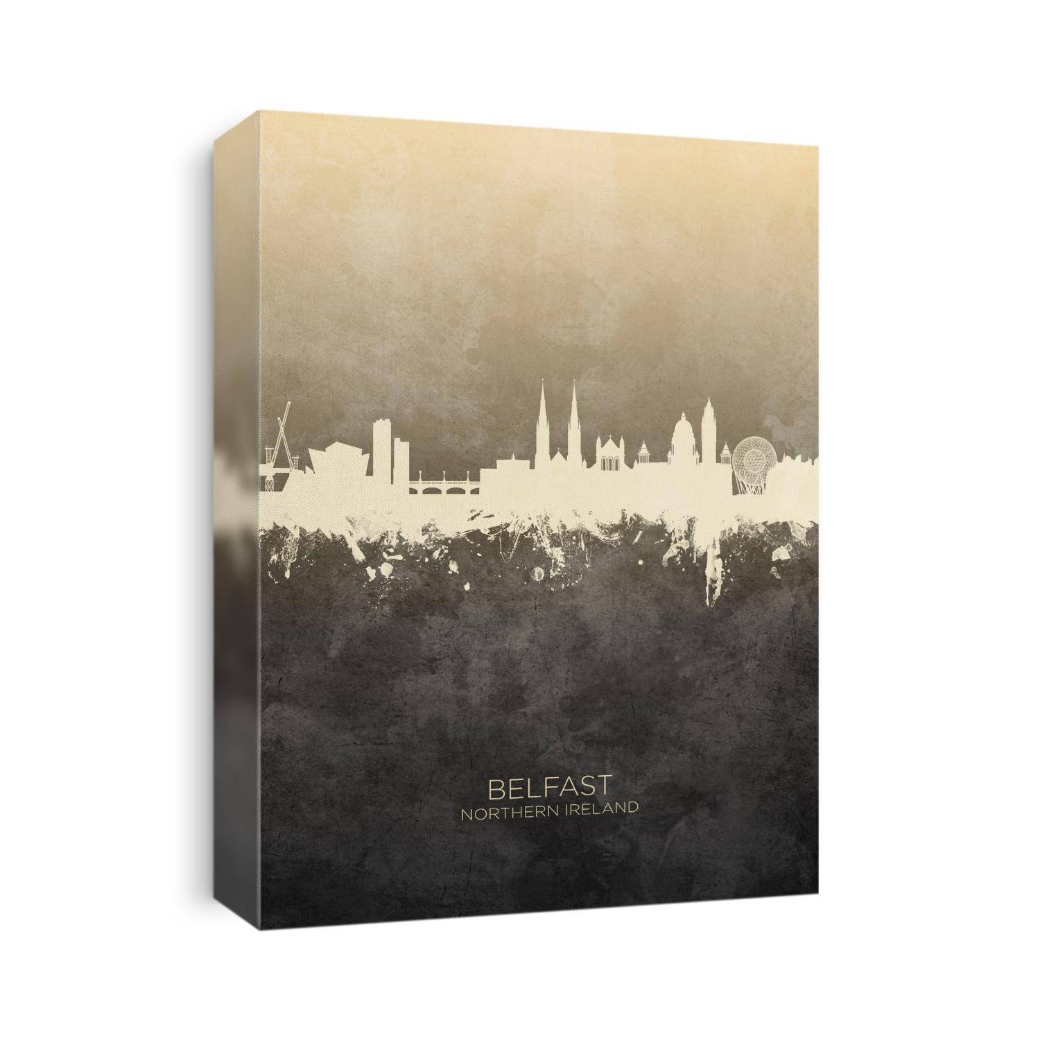 Watercolor art print of the skyline of Belfast, Northern Ireland