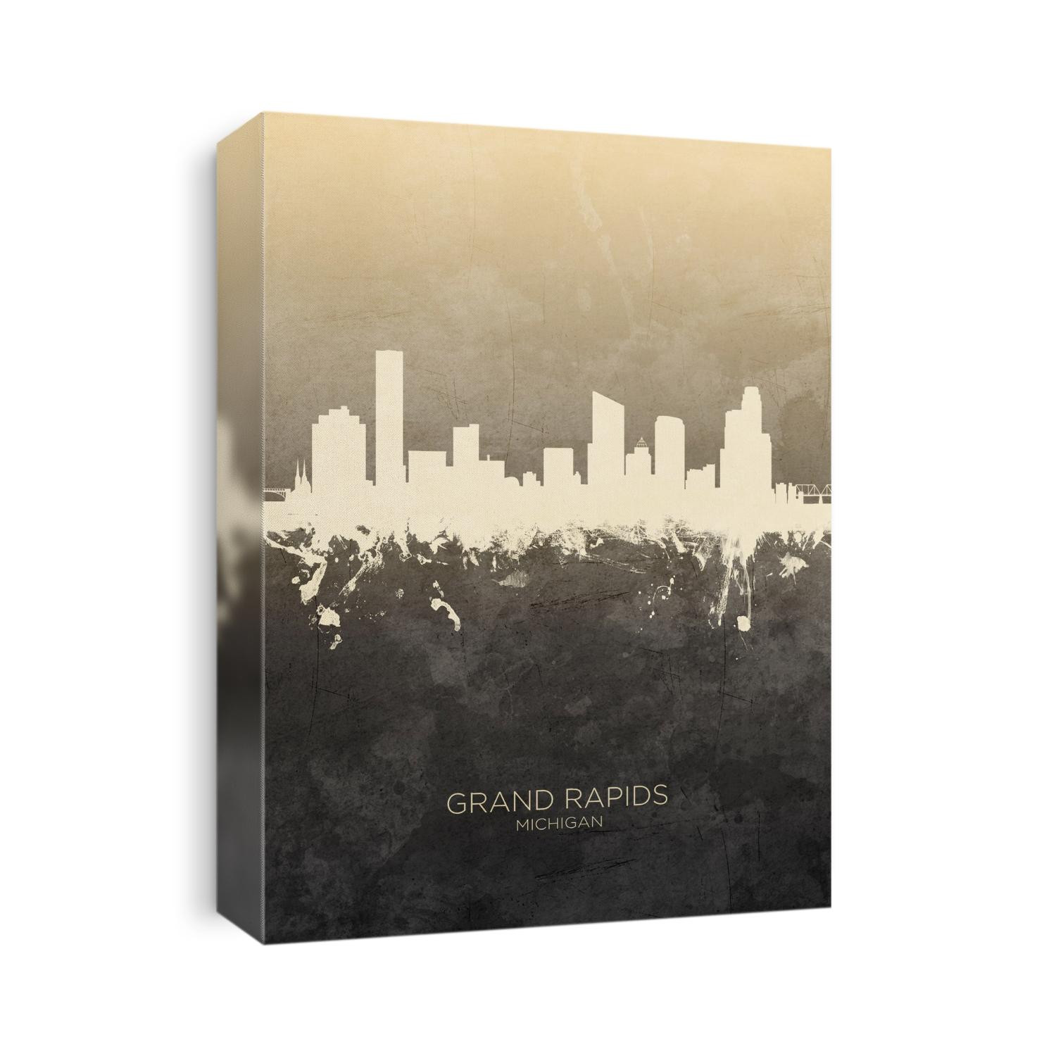 Watercolor art print of the skyline of Grand Rapids, Michigan, United States