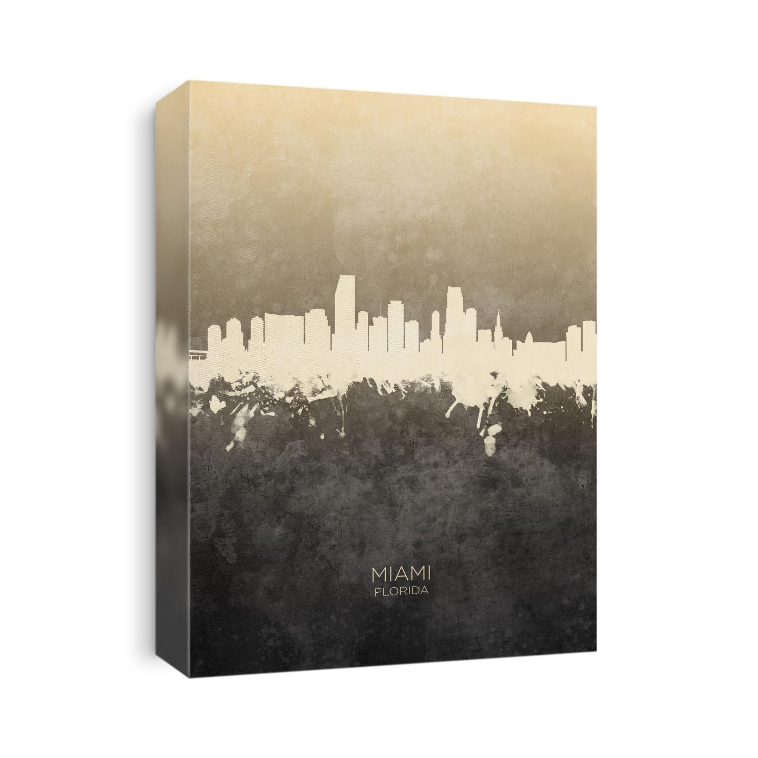 Watercolor art print of the skyline of Miami, Florida, United States