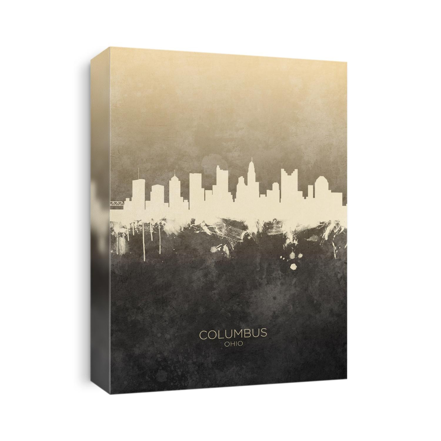 Watercolor art print of the skyline of Columbus, Ohio, United States
