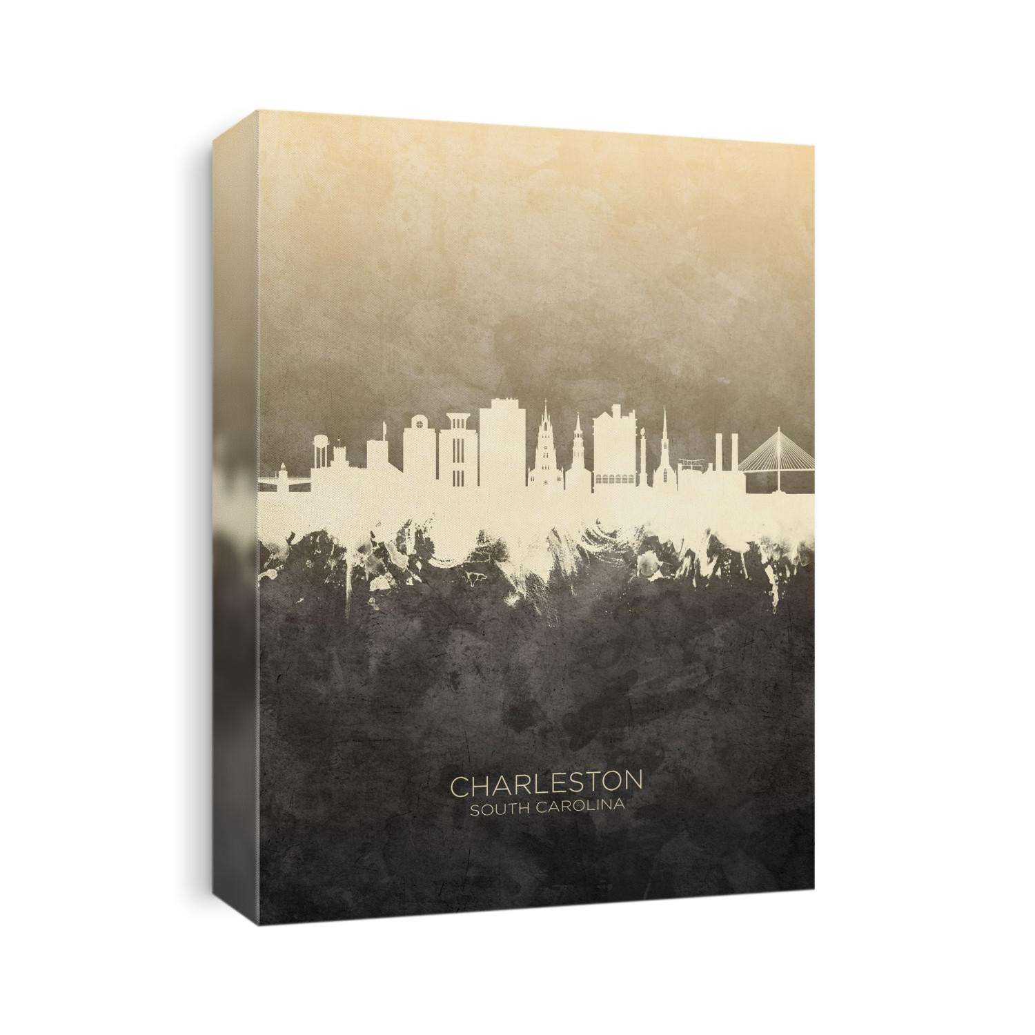 Watercolor art print of the skyline of Charleston, South Carolina, United States