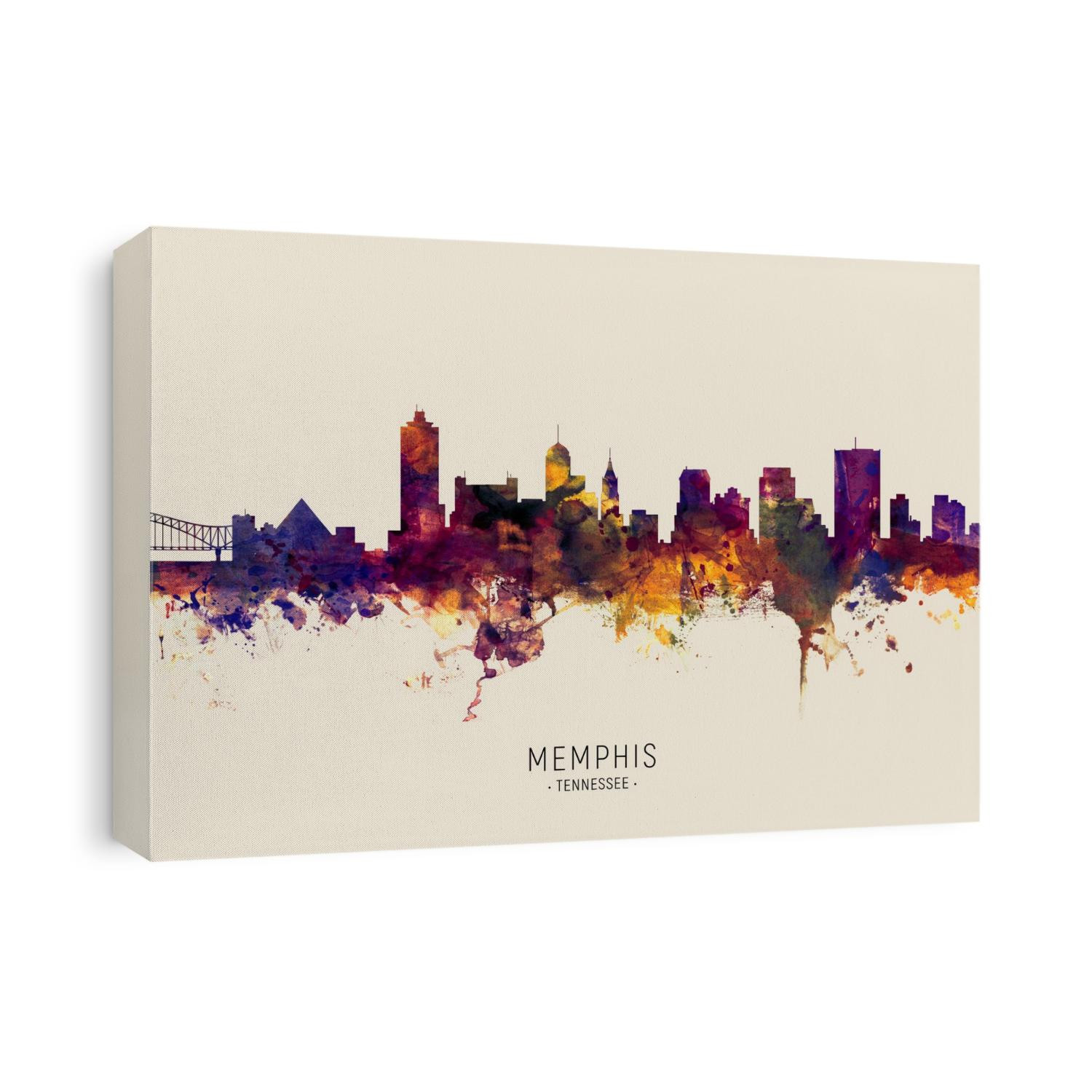 Watercolor art print of the skyline of Memphis, Tennessee, United States