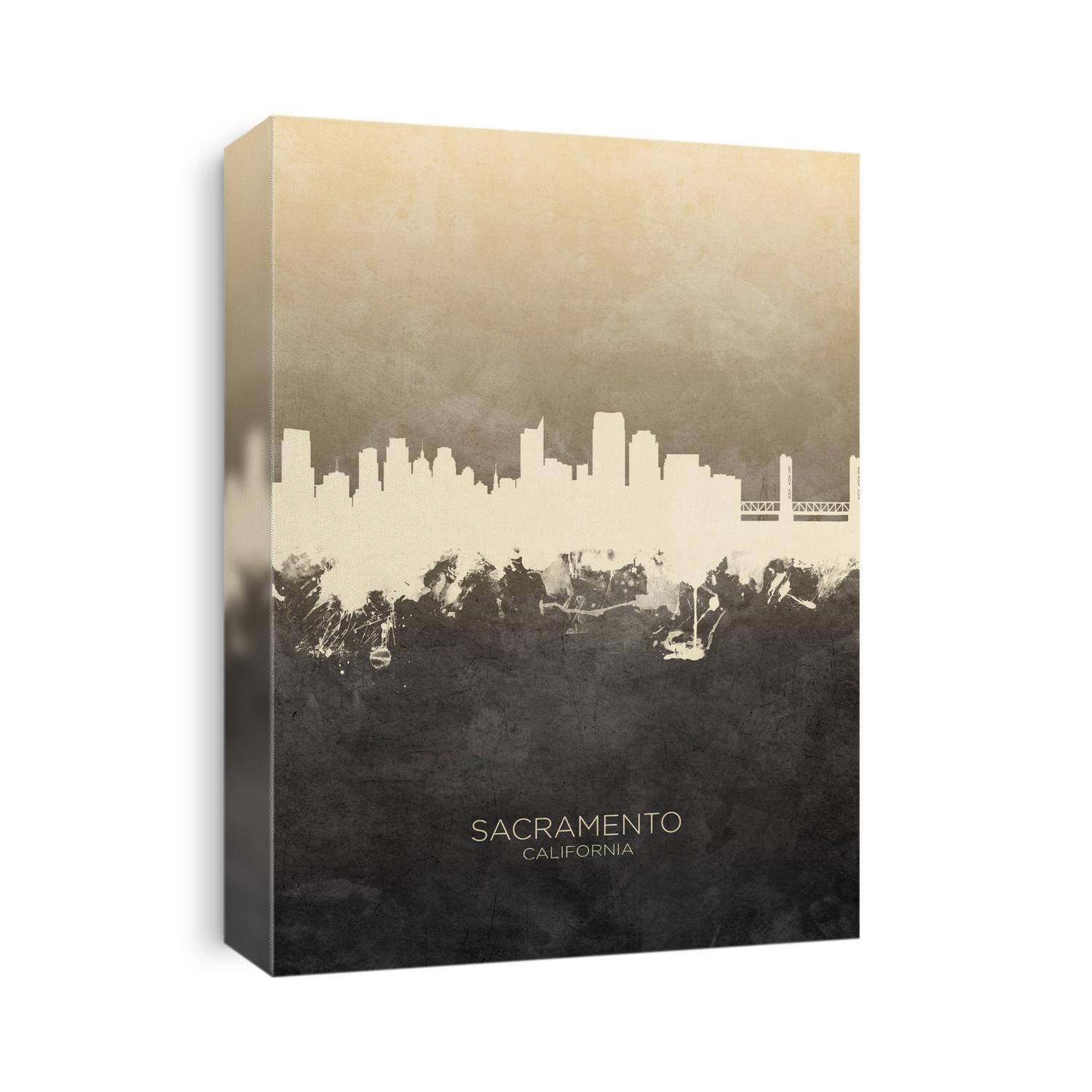 Watercolor art print of the skyline of Sacramento, California, United States