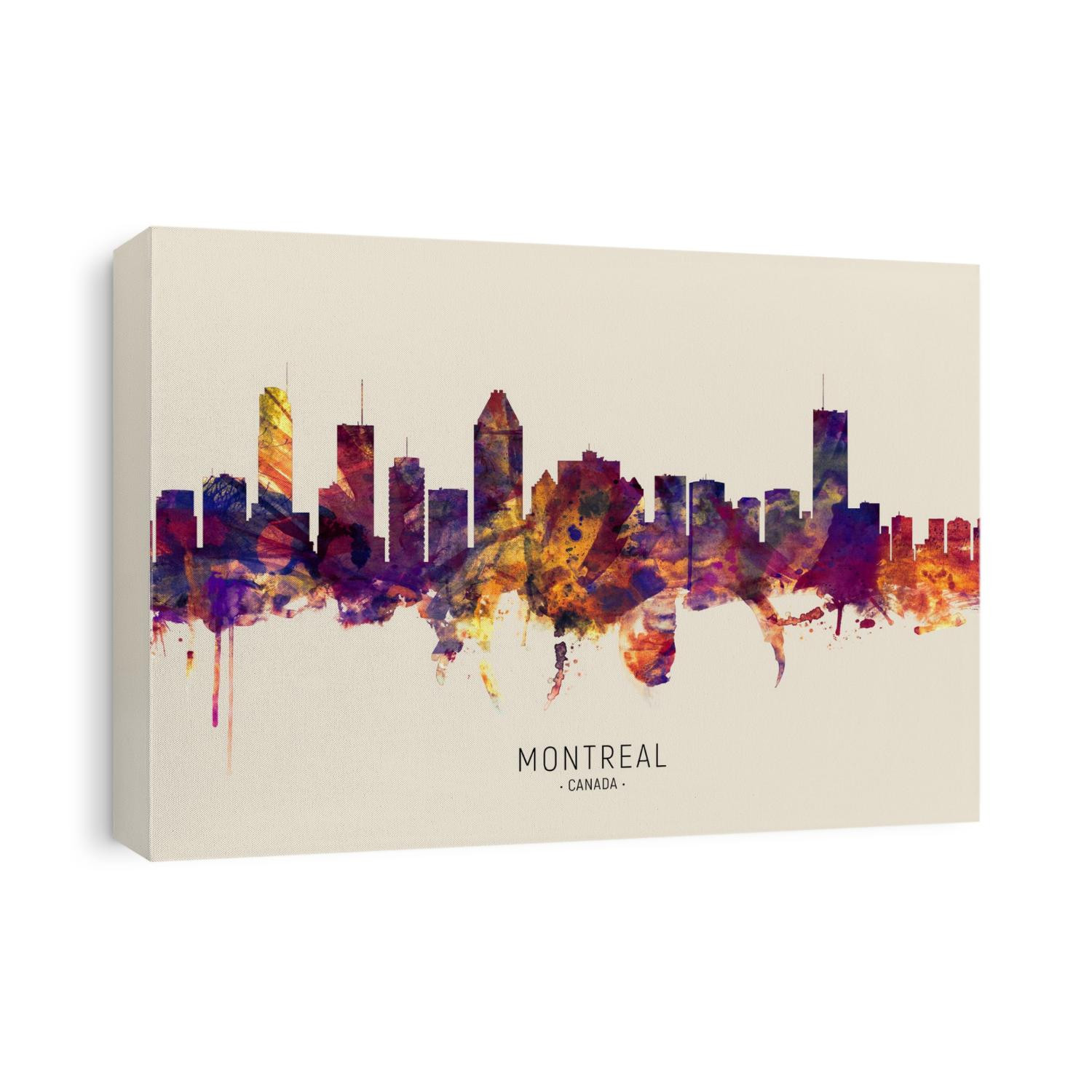 Watercolor art print of the skyline of Montreal, Canada