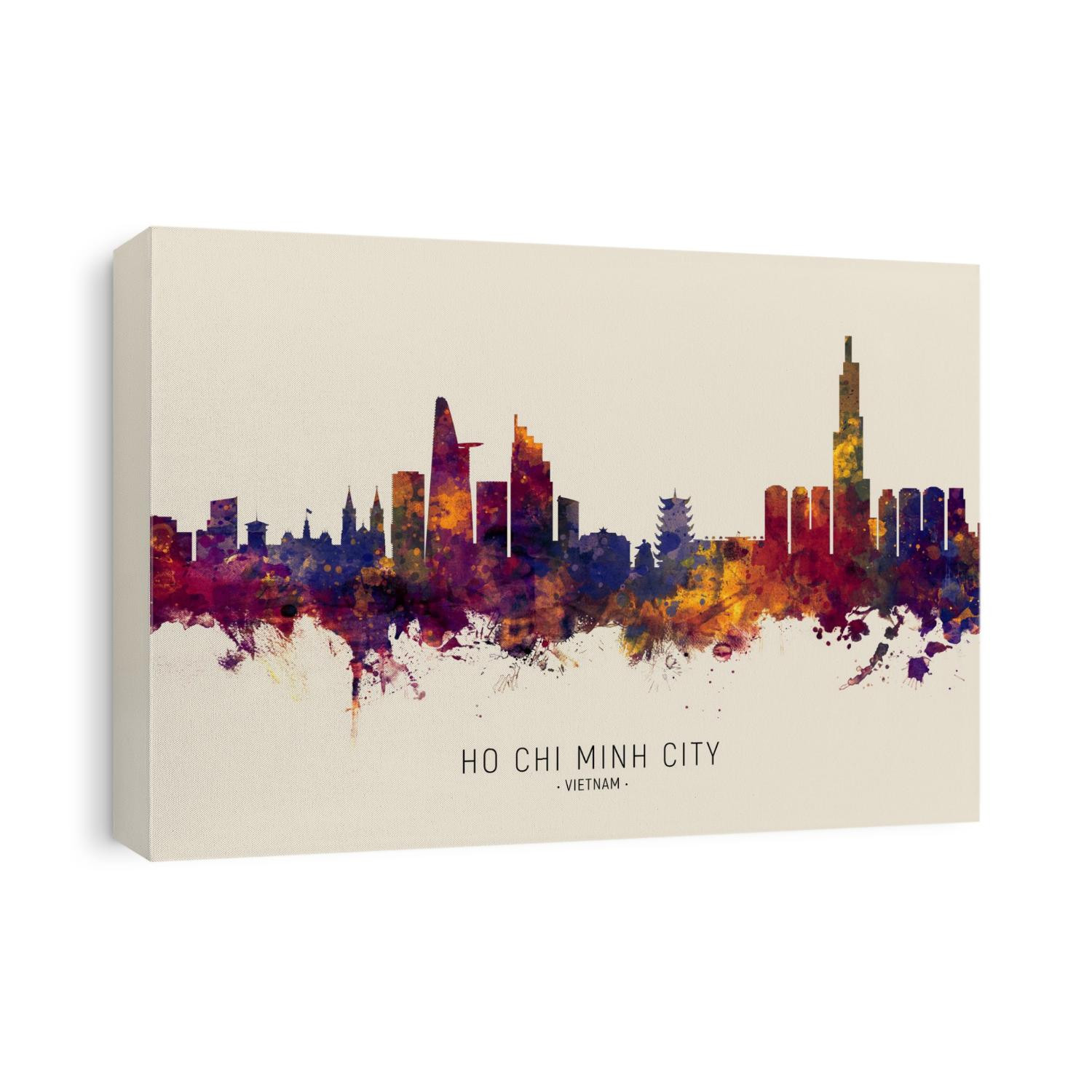 Watercolor art print of the skyline of Ho Chi Minh City, Vietnam