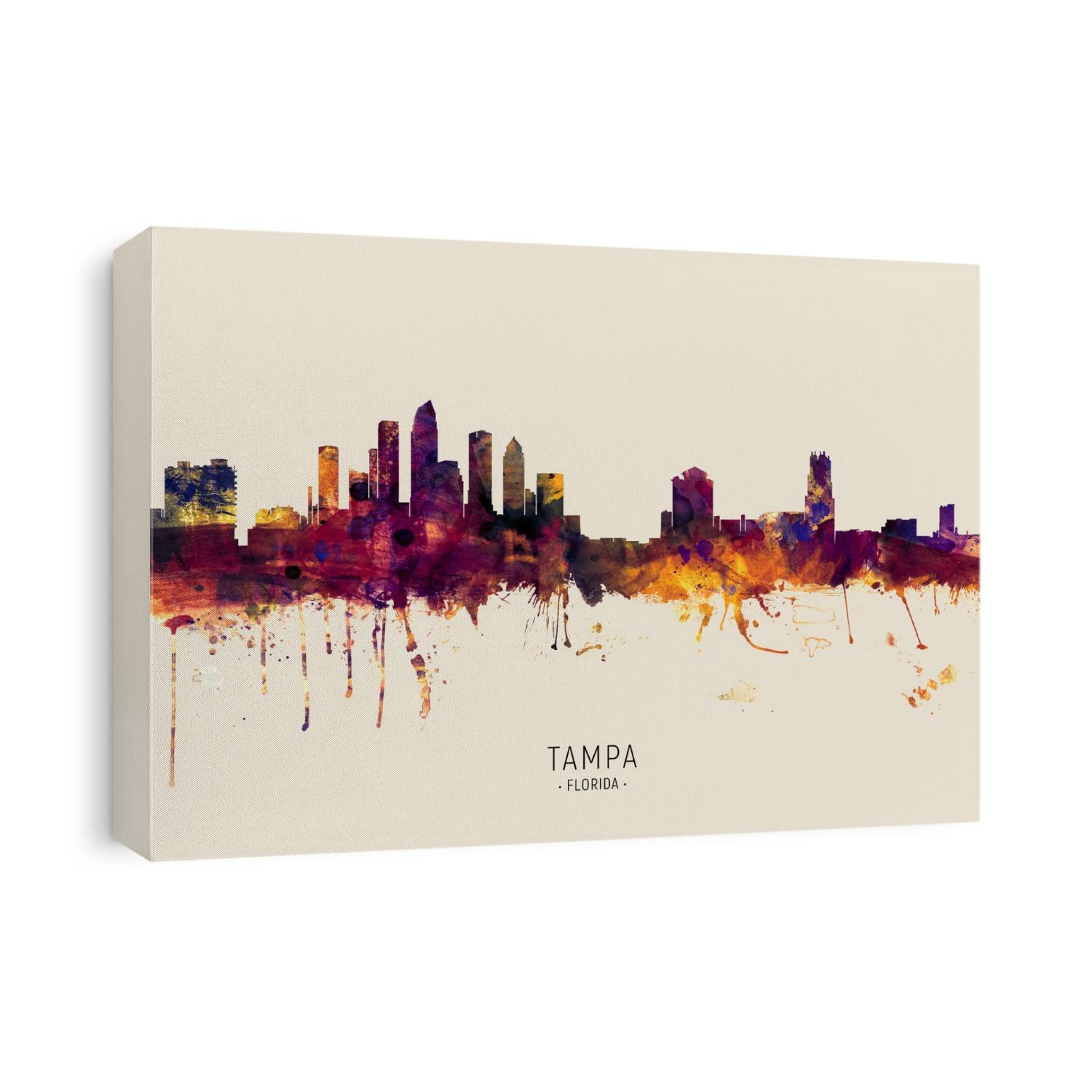 Watercolor art print of the skyline of Tampa, Florida, United States