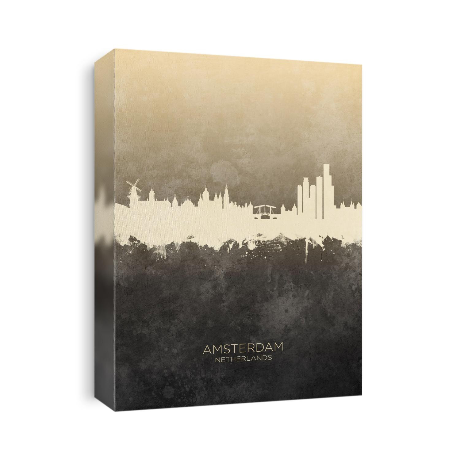 Watercolor art print of the skyline of Amsterdam, The Netherlands