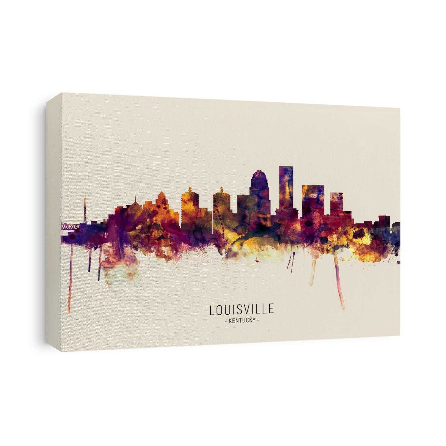 Watercolor art print of the skyline of Louisville, Kentucky, United States