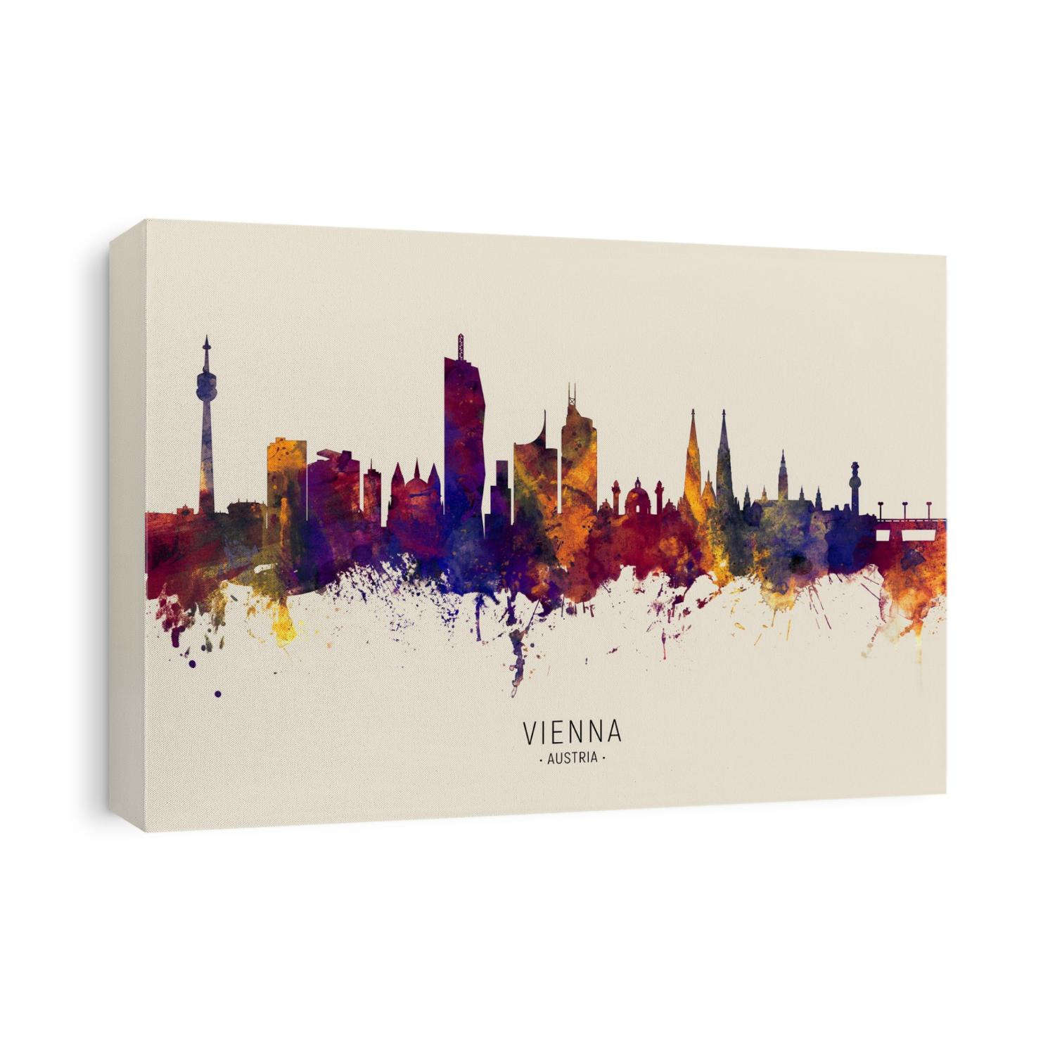 Watercolor art print of the skyline of Vienna, Austria