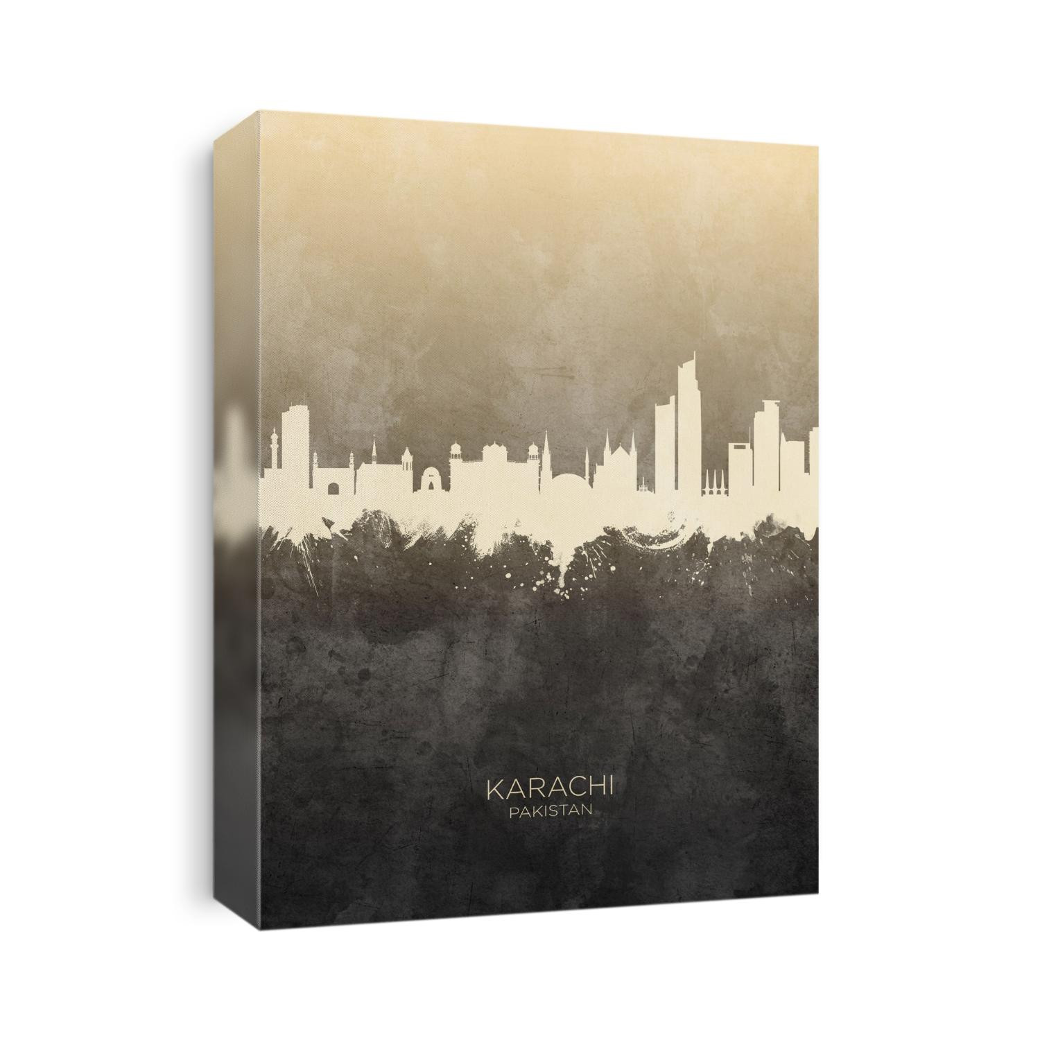 Watercolor art print of the skyline of Karachi, Pakistan