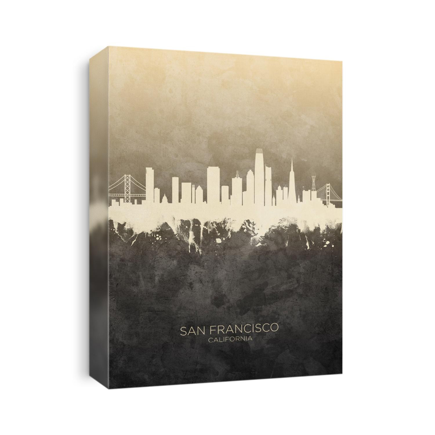 Watercolor art print of the skyline of San Francisco, California, United States