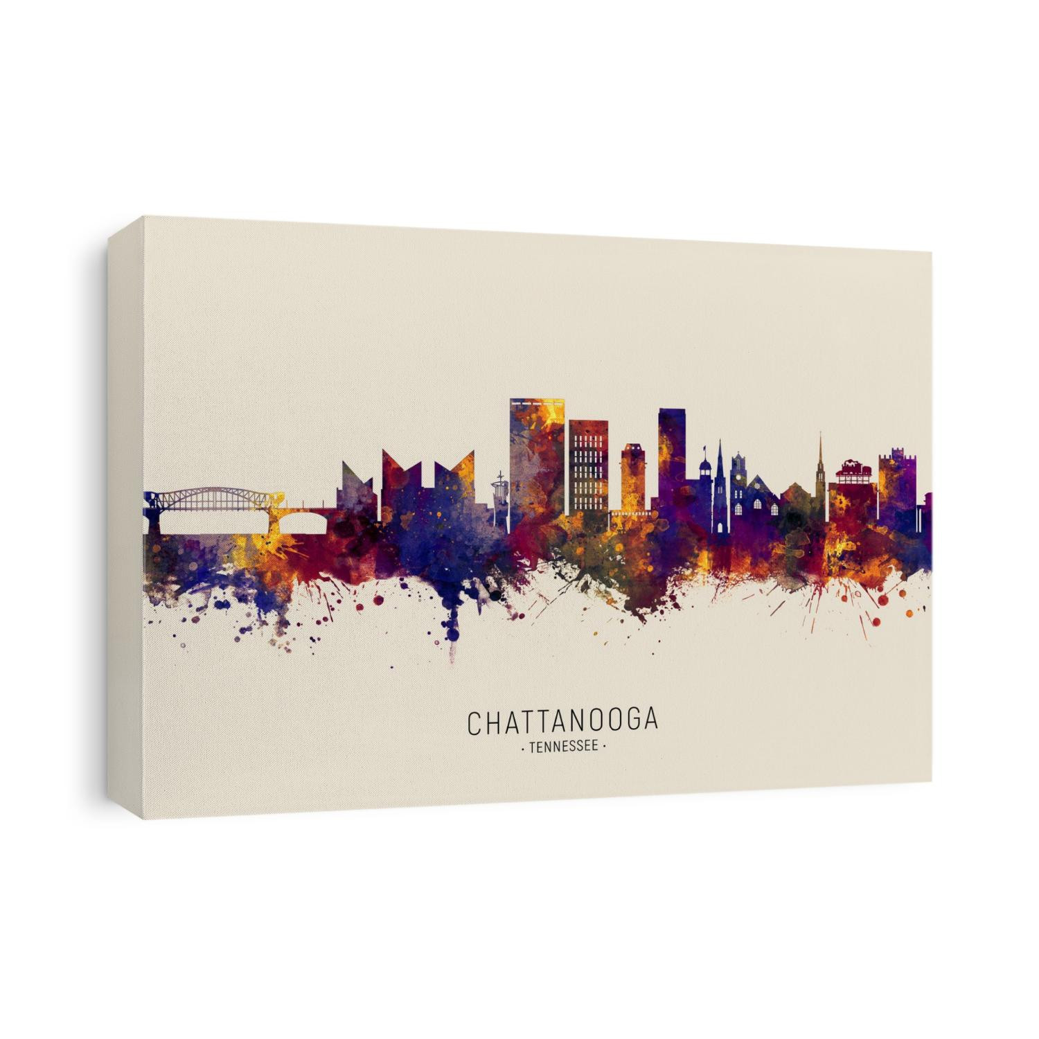 Watercolor art print of the skyline of Chattanooga, Tennessee